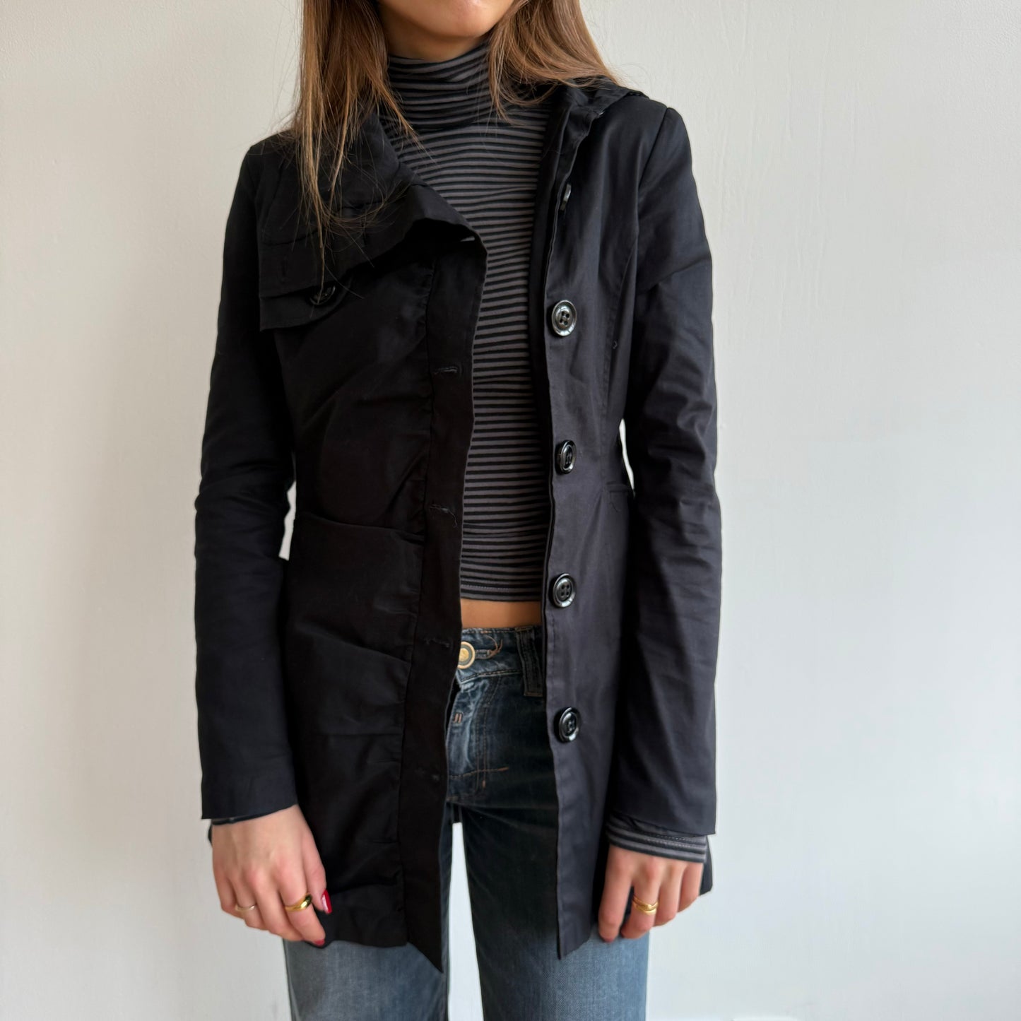 Black asymmetric trench - Size XS