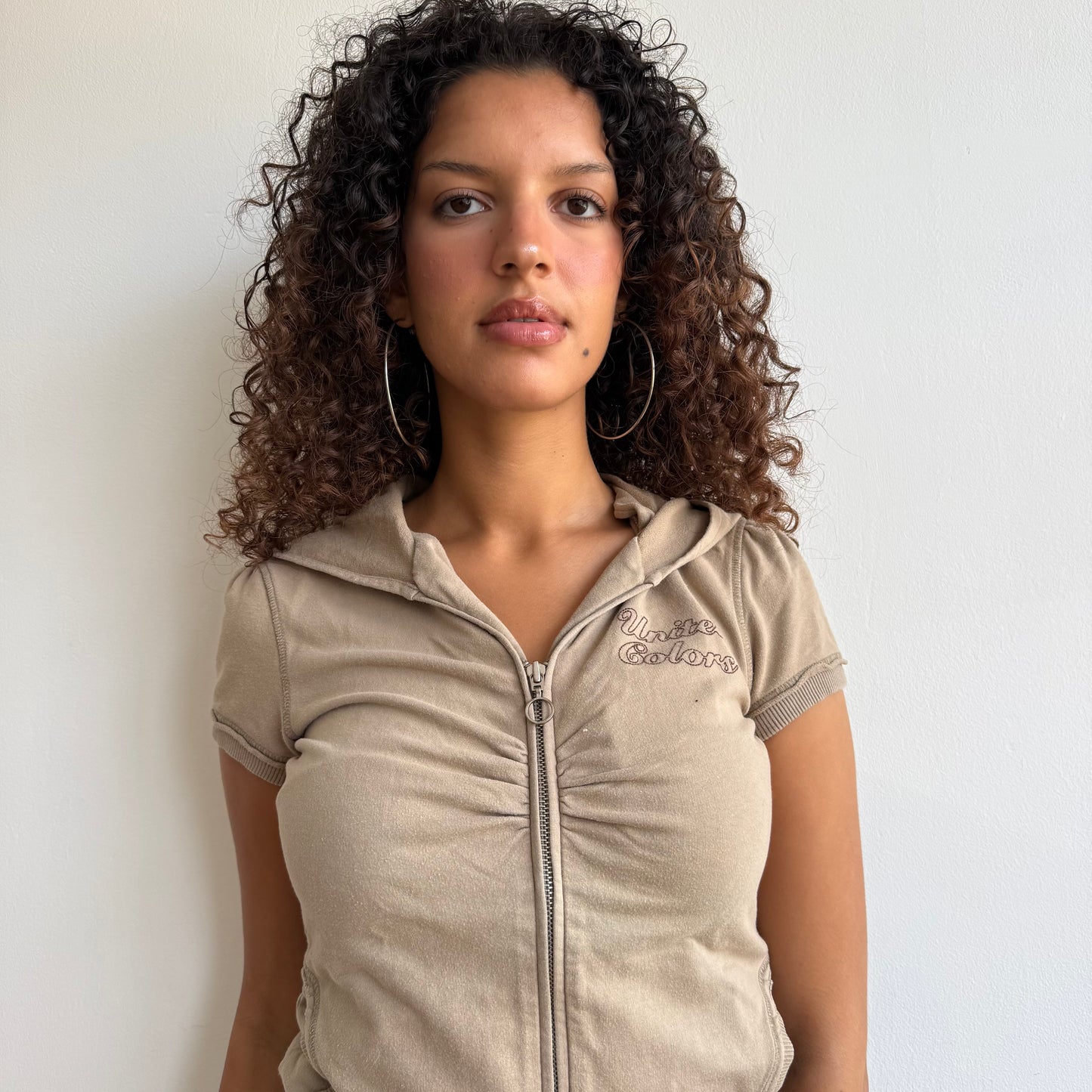 Brown short sleeve hoodie - Size S