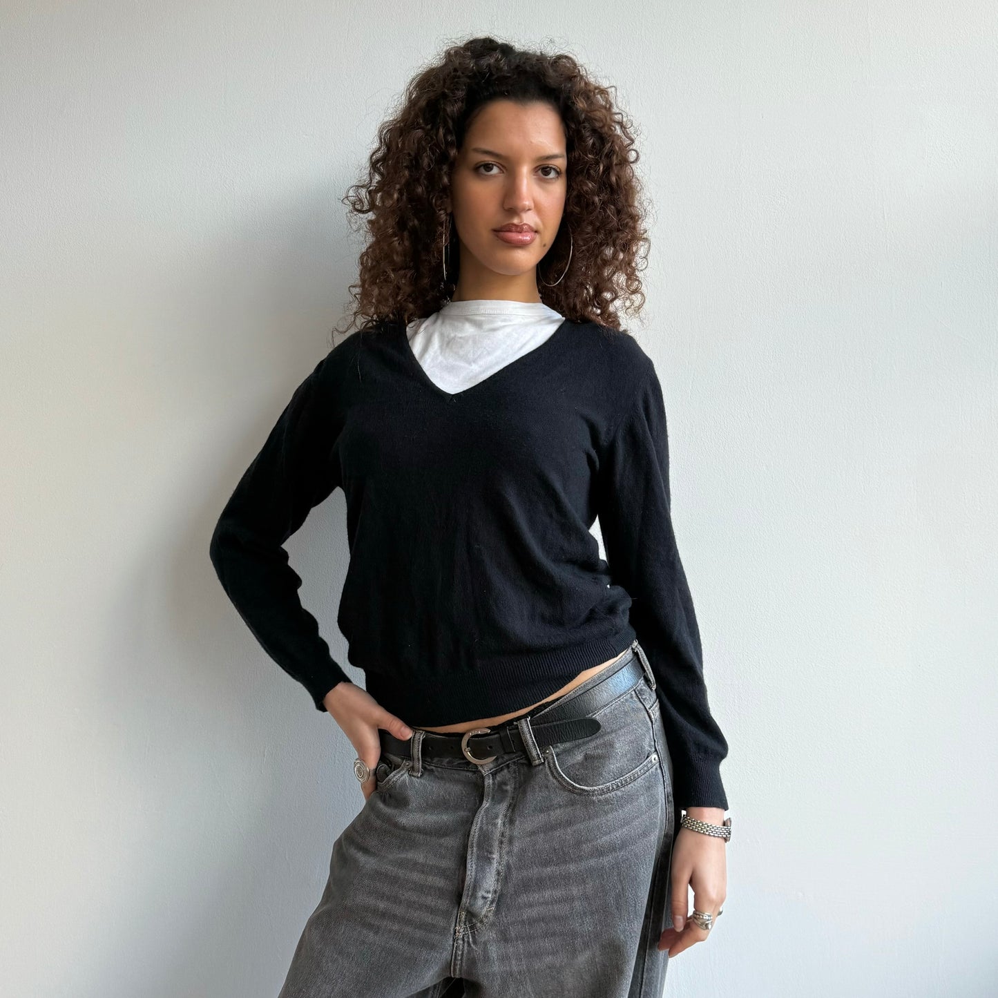 Black cashmere v-neck - Size S