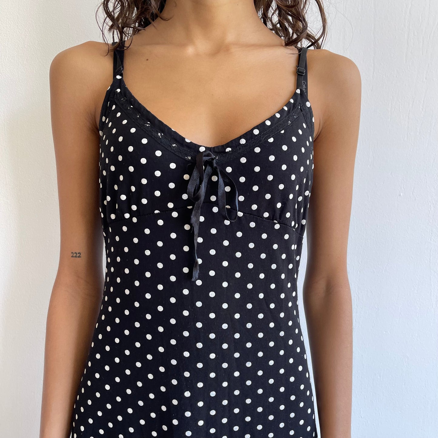 Black polka dot cami dress - Size S