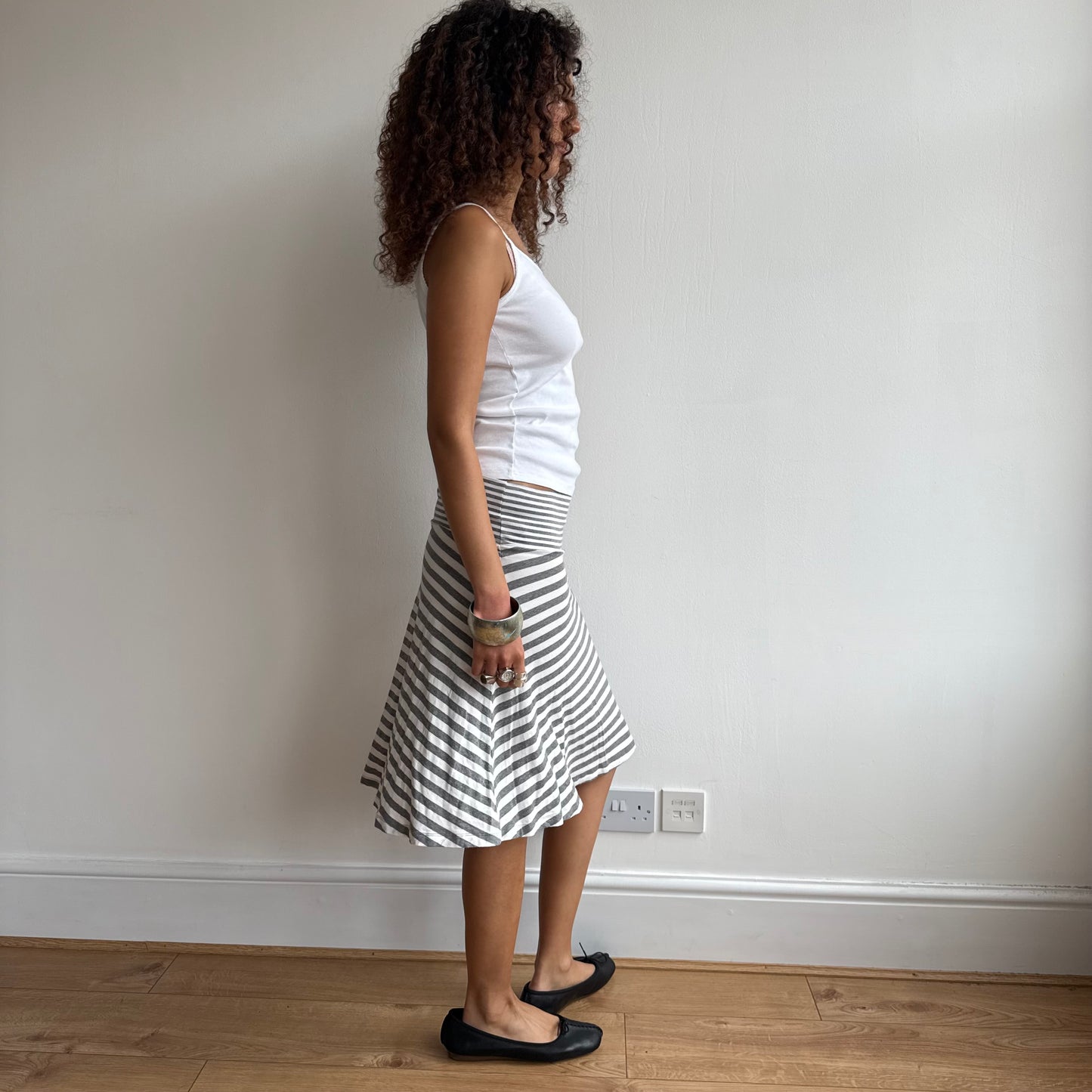Grey striped midi skirt - Size S