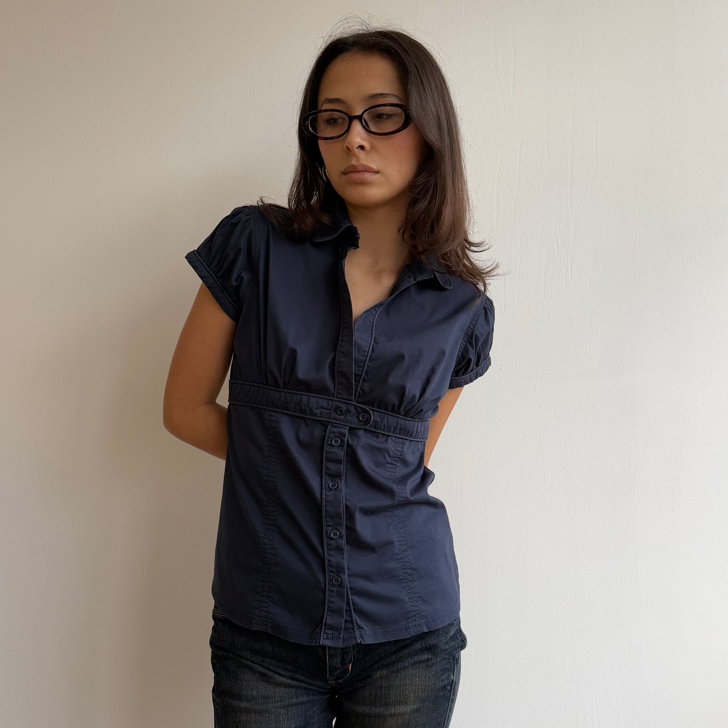 Navy short sleeve shirt - Size S