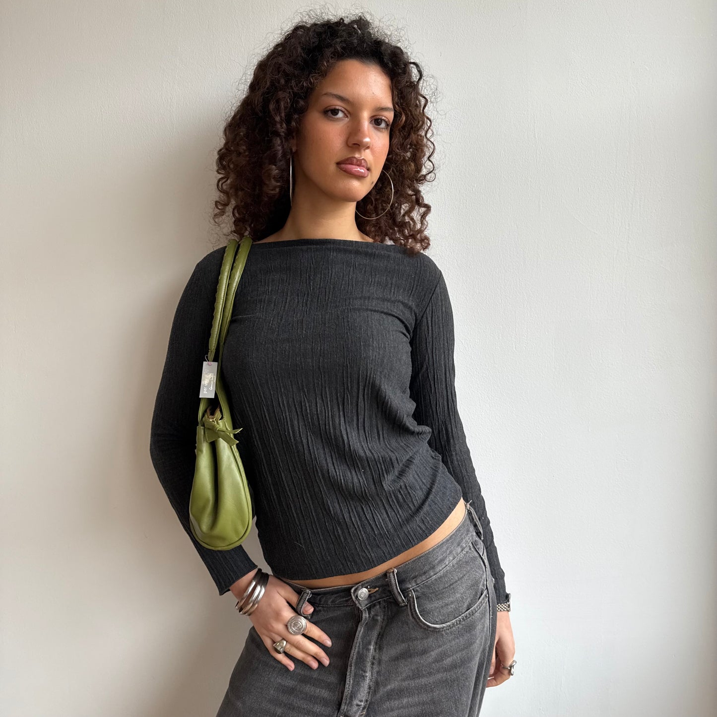 Green leather bag BWT