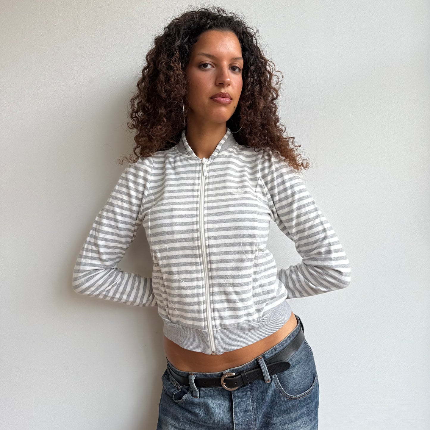 Adidas striped zip up - Size S