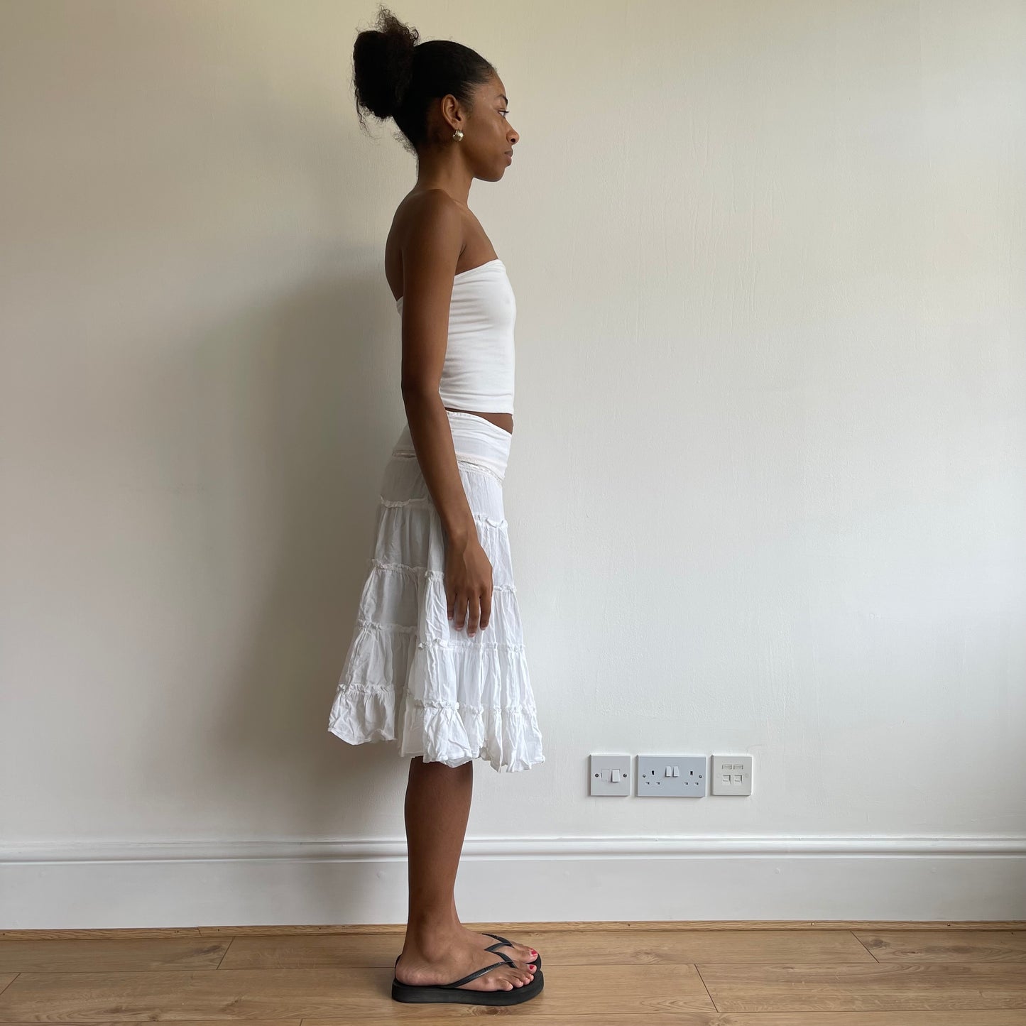 White boho midi skirt - Size S