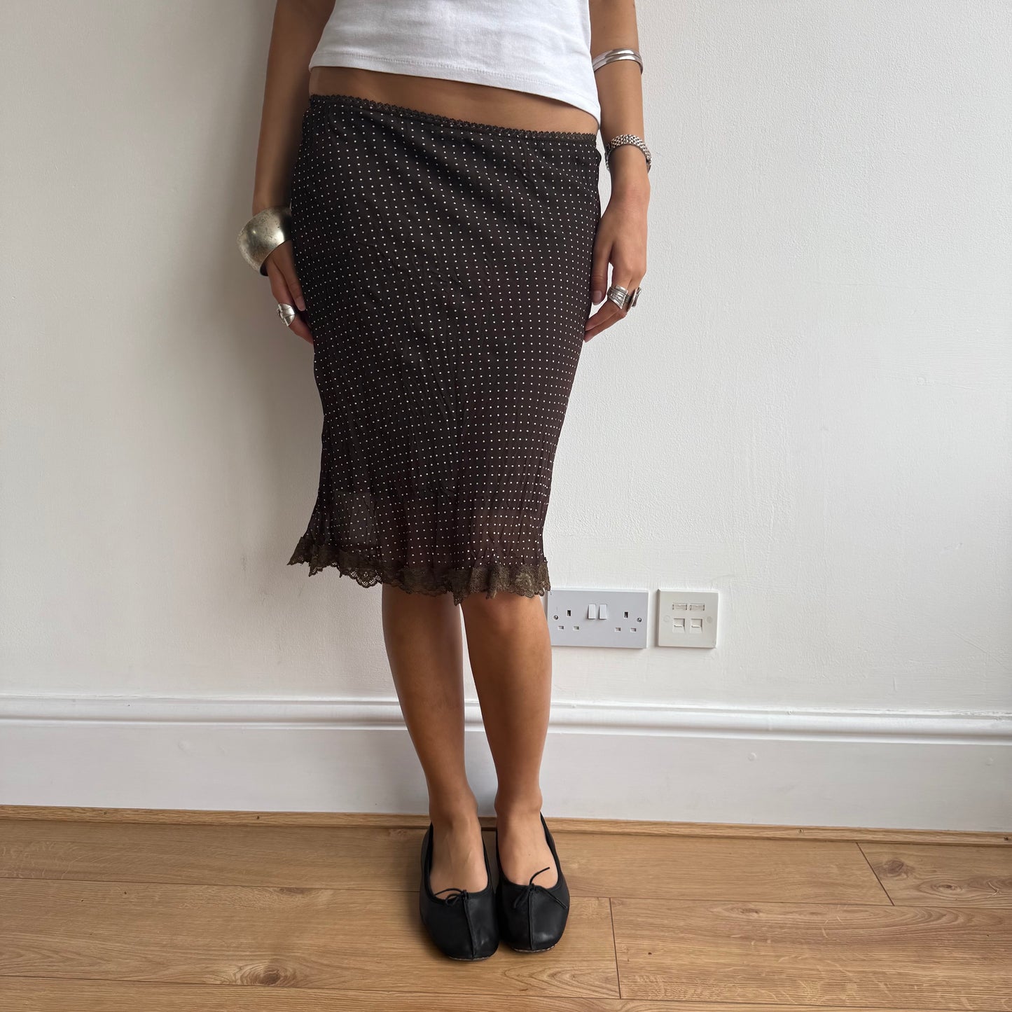 BNWT brown polka dot skirt - Size S