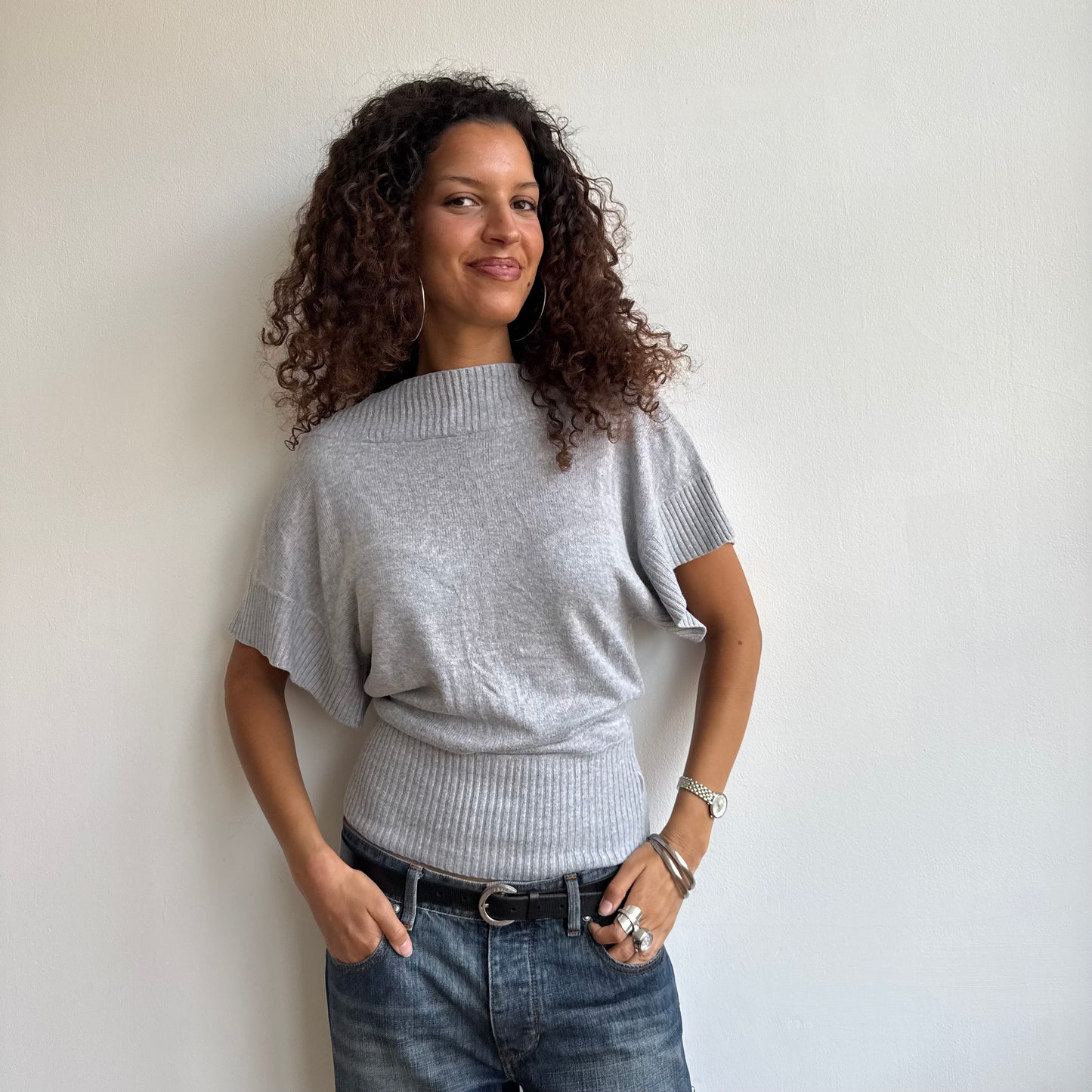 Light grey slouchy knit jumper - Size S