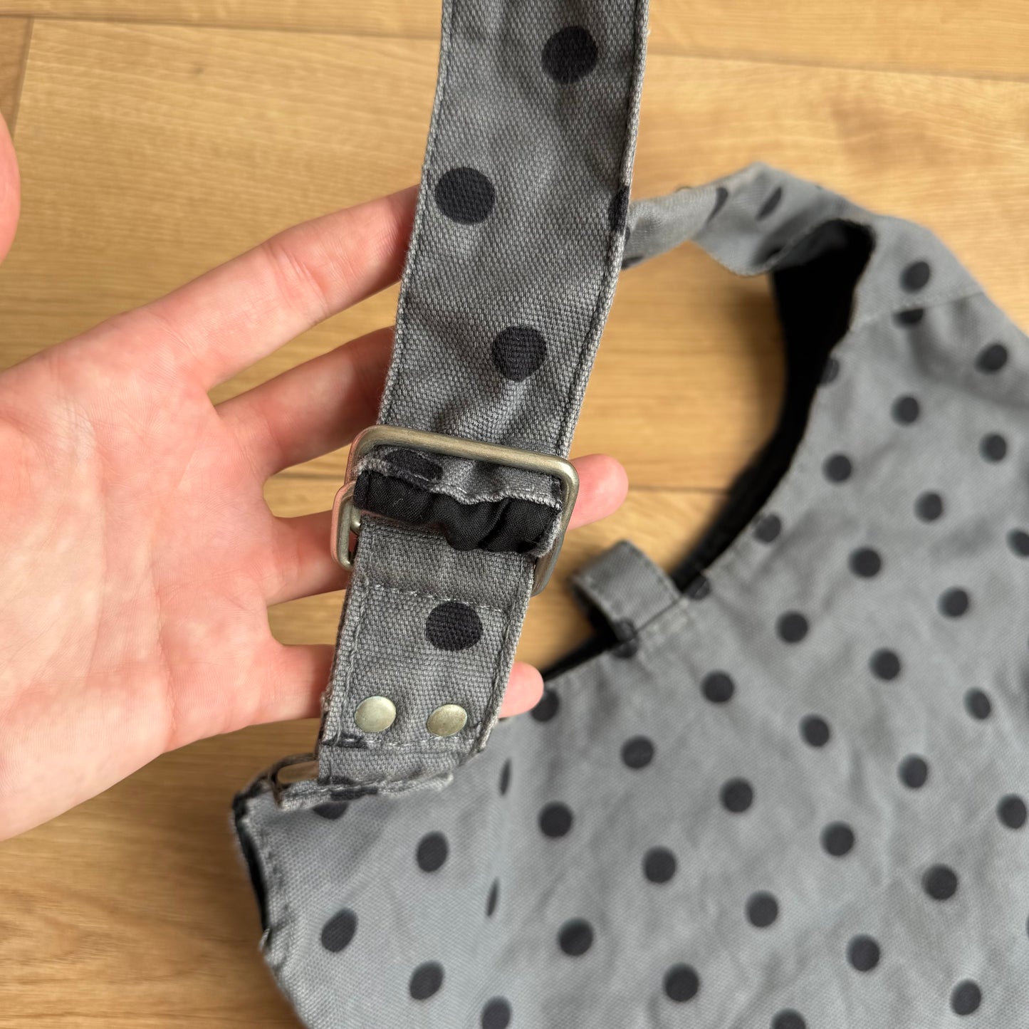 Grey polka dot bag