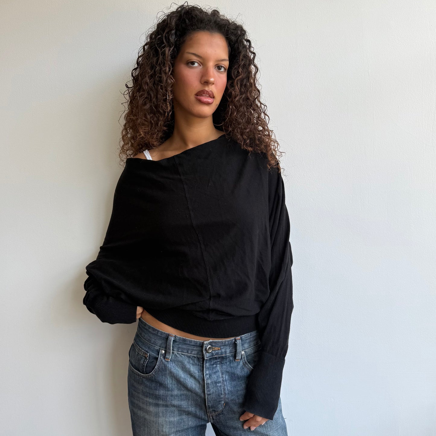 Black slouchy All Saints jumper - Size S