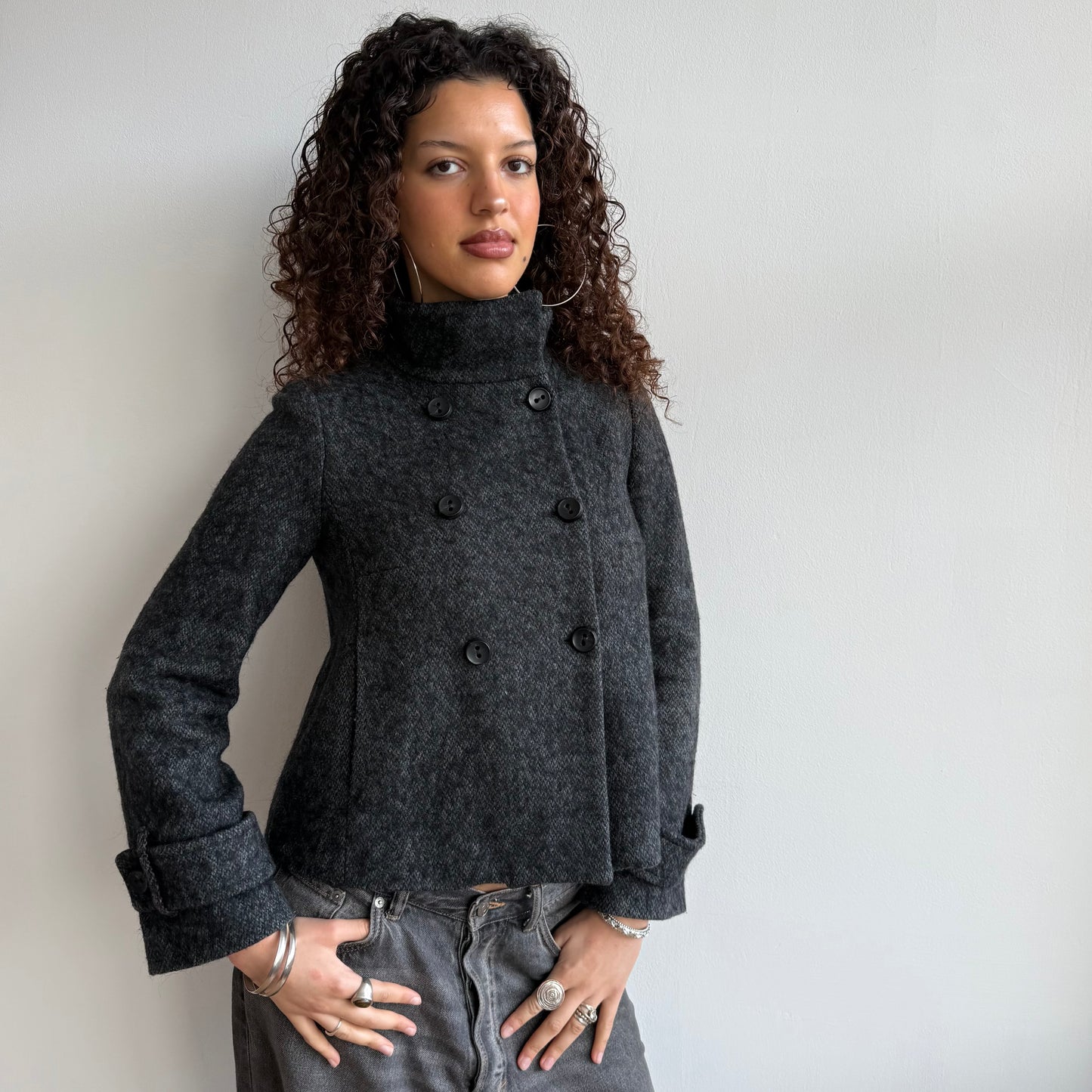 Grey peacoat - Size S