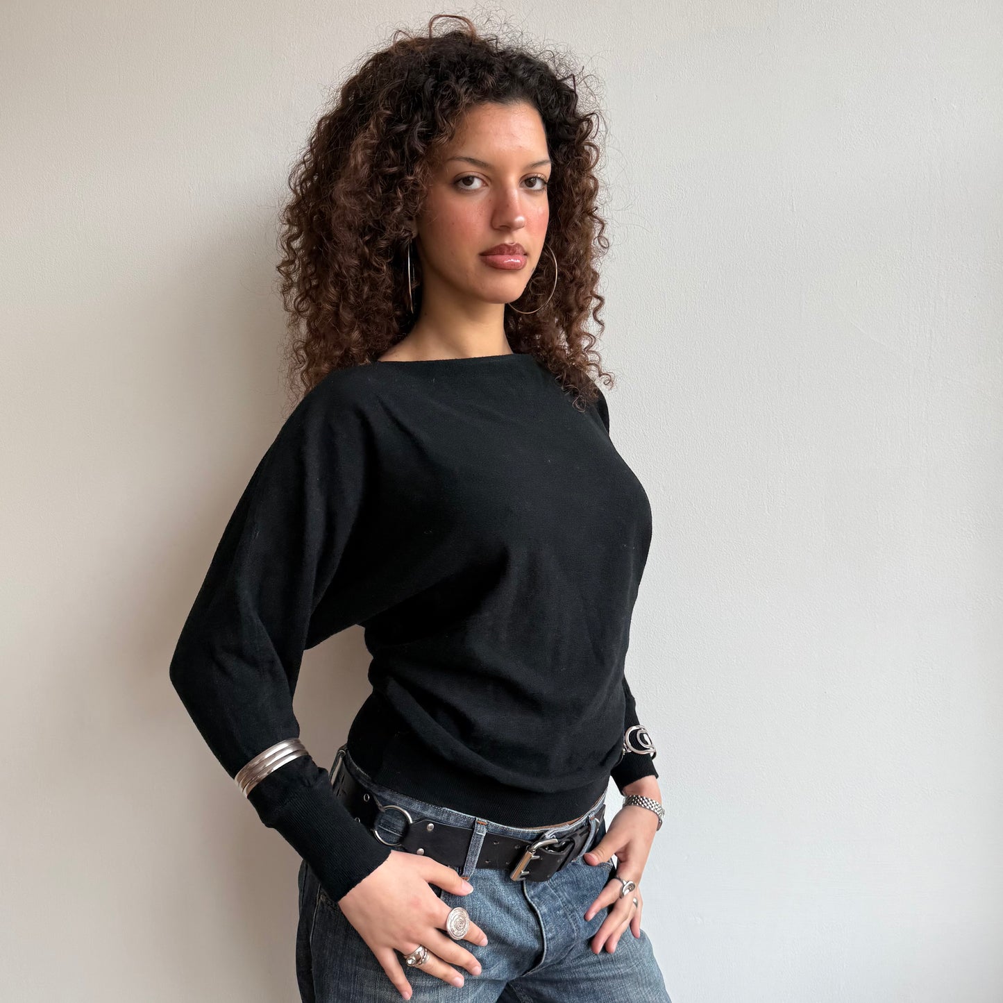 Black slouchy knit (3) - Size S
