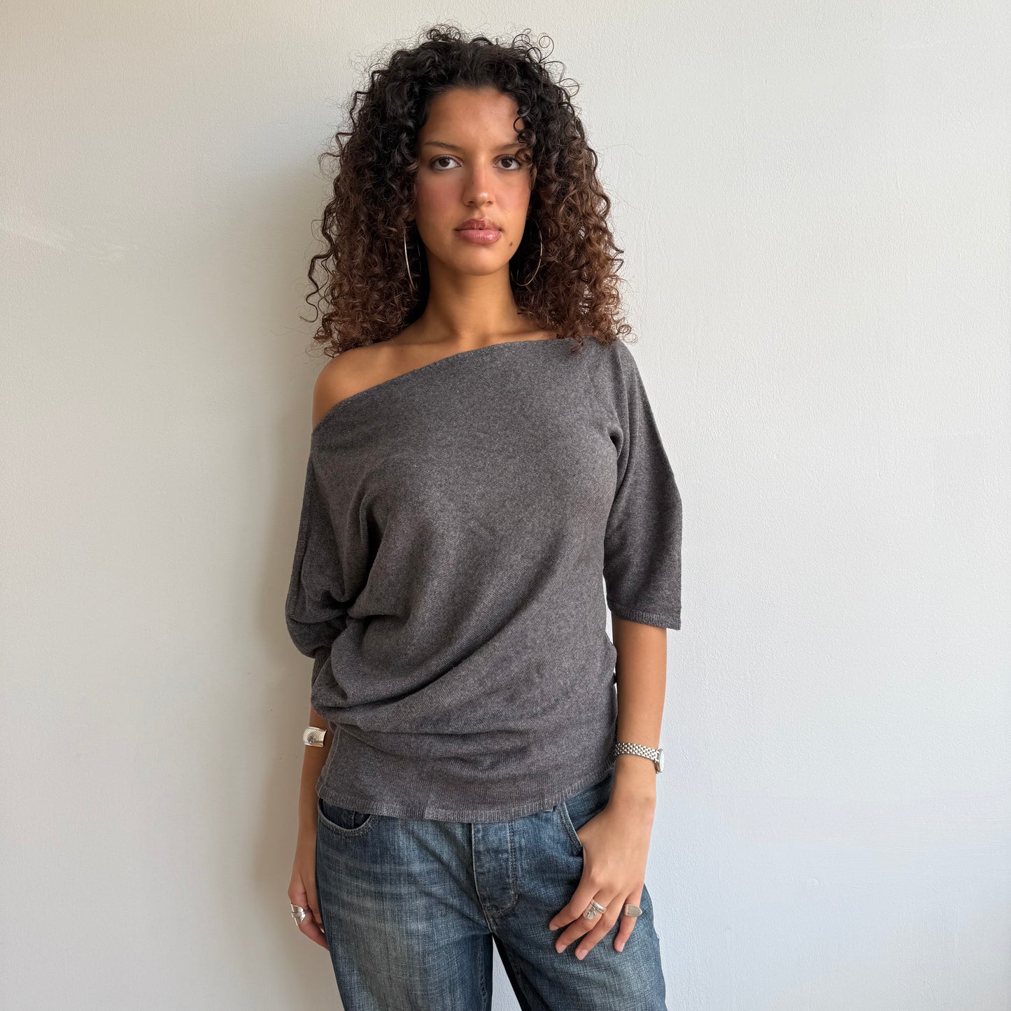 Grey/brown asymmetric jumper - Size M