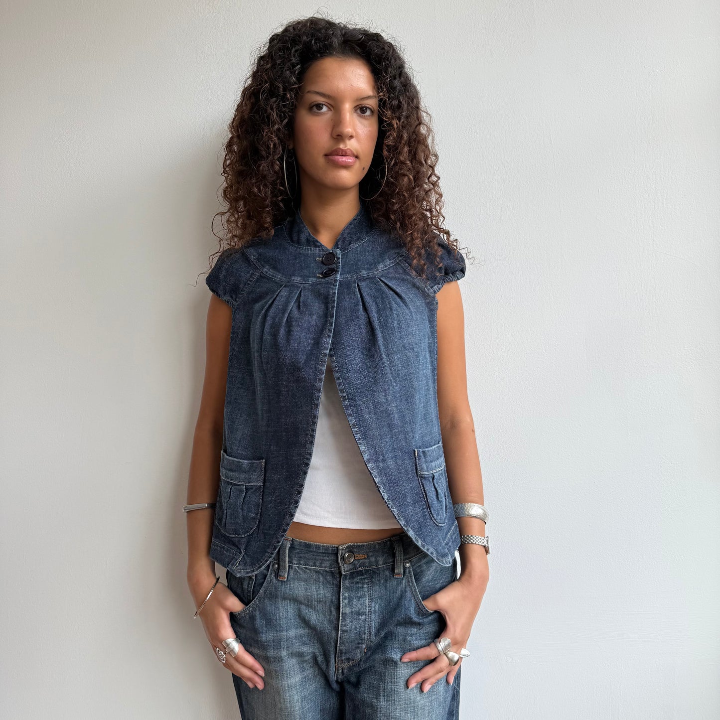 Denim short sleeve peacoat - Size M