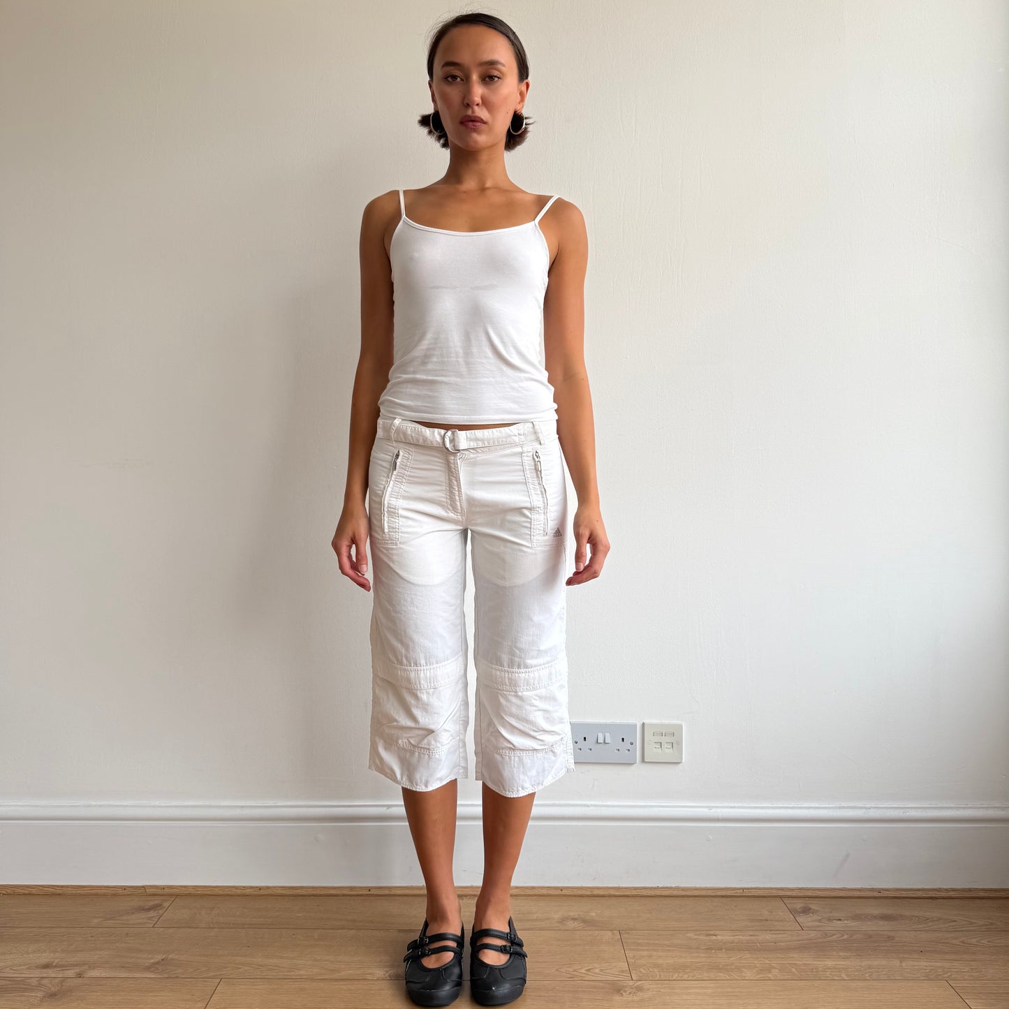White Adidas belt capris - Size S