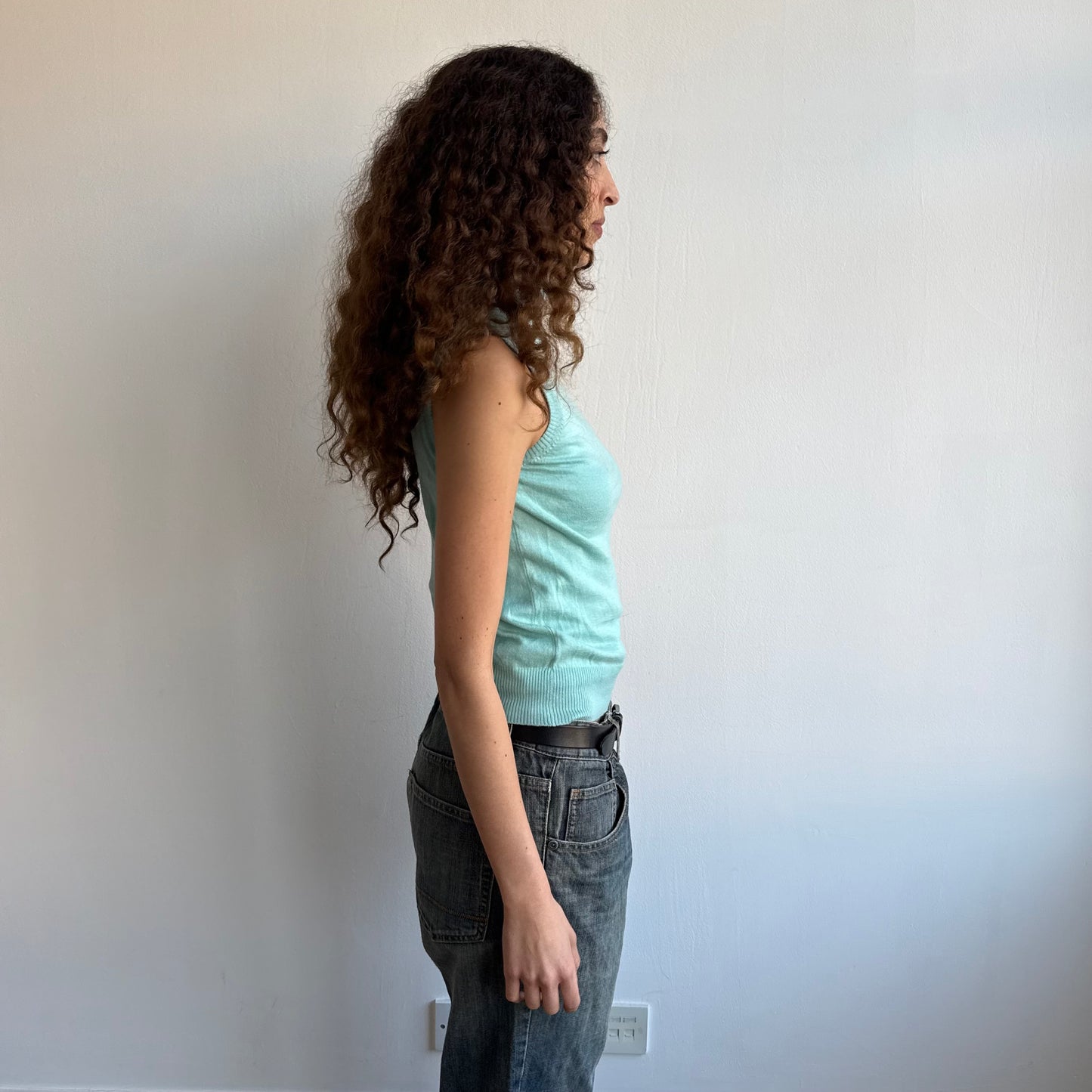 Turquoise sleeveless roll neck - Size S