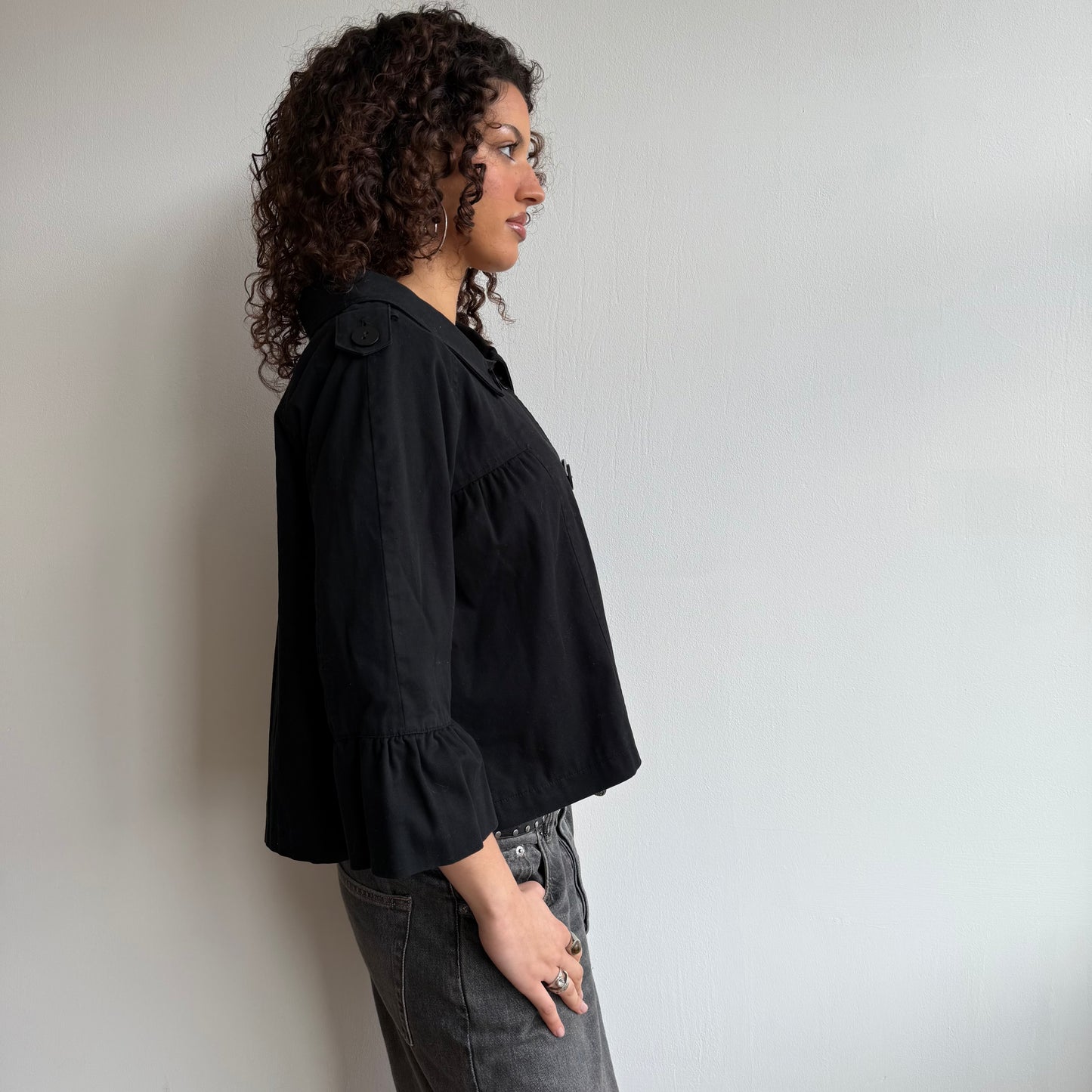 Black pleat peacoat - Size M