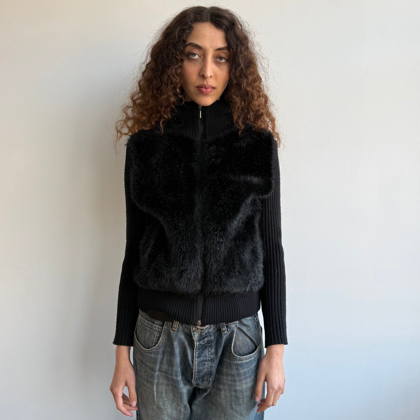 Double zip fur gilet jumper - Size S