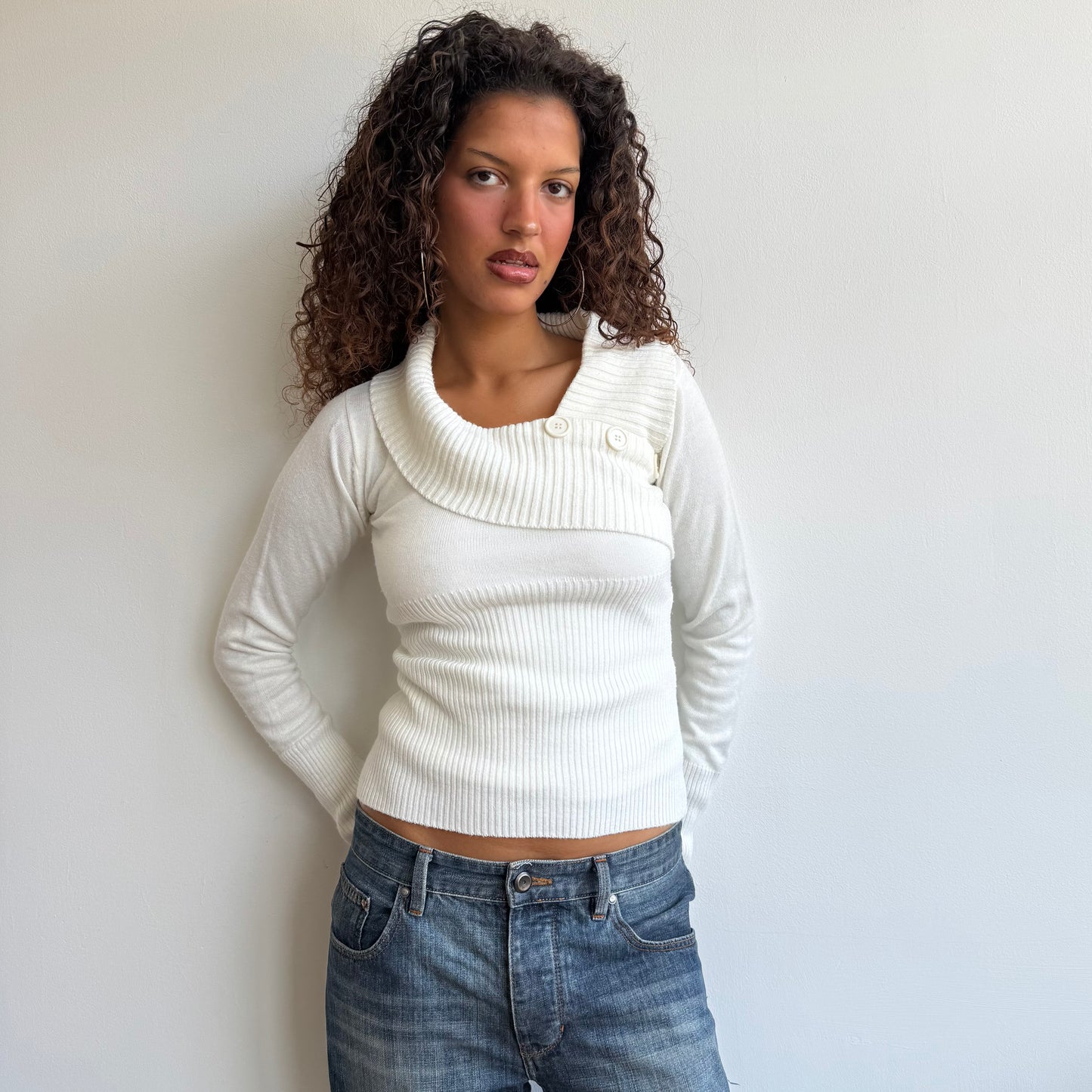 White button neck knit - Size S