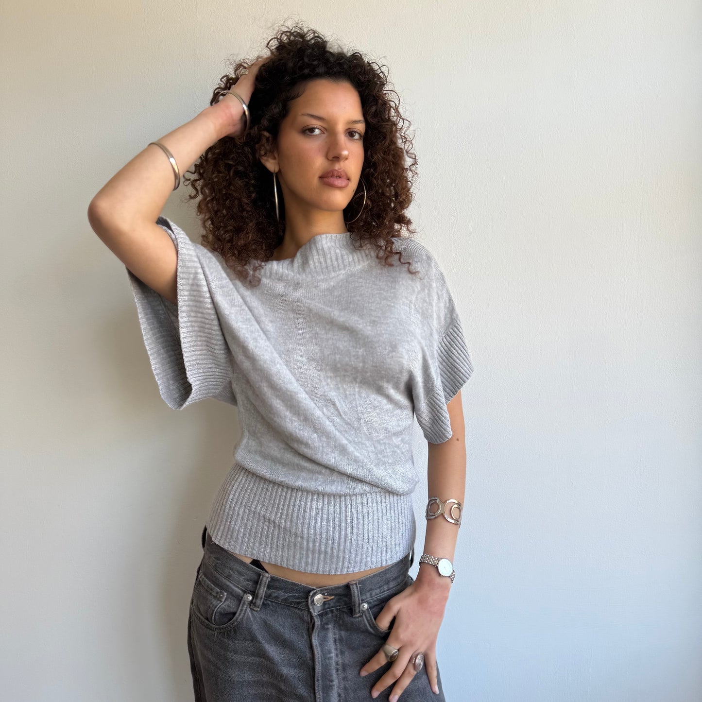 Light grey slouchy knit jumper - Size S/M
