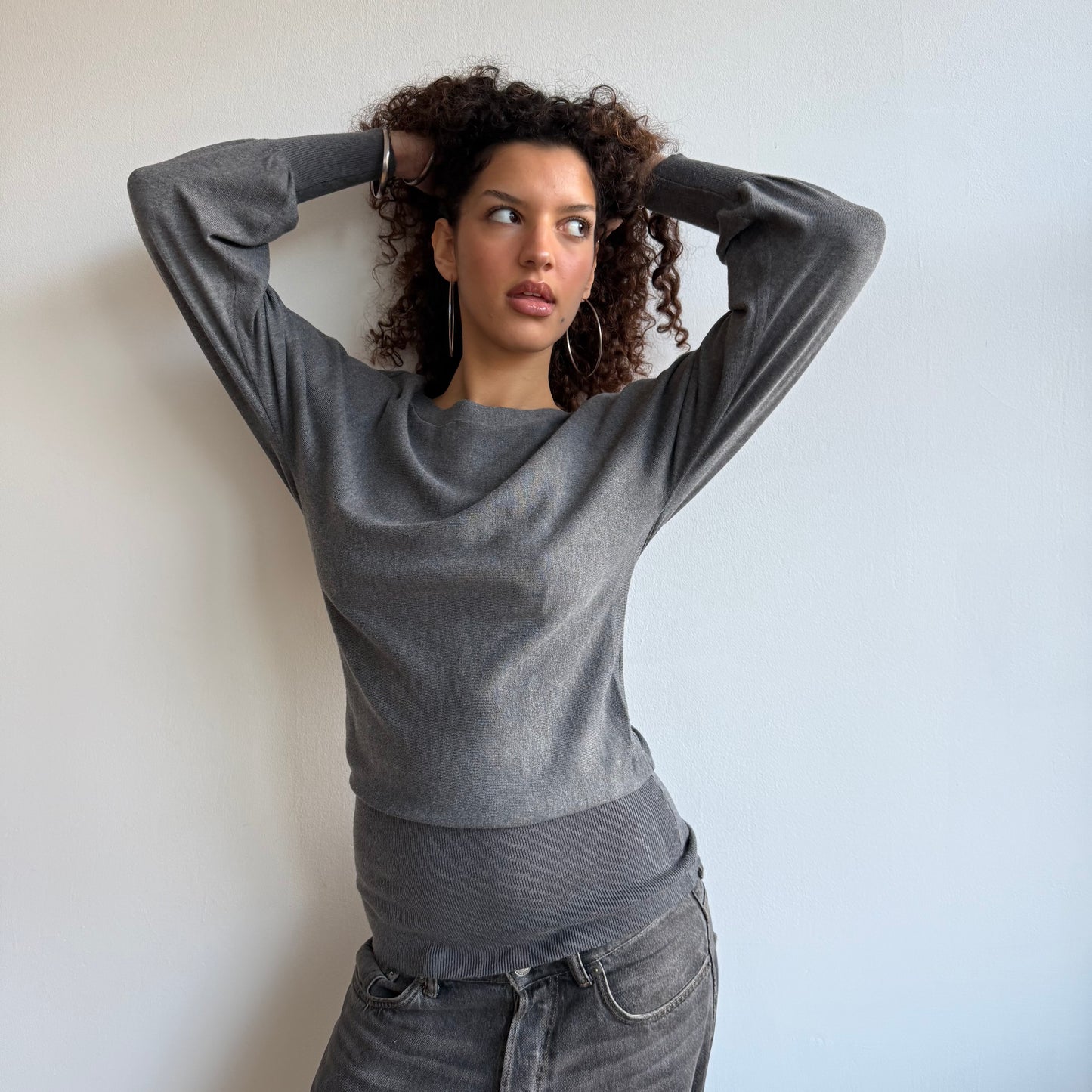 Grey slouchy knit jumper - Size S/M