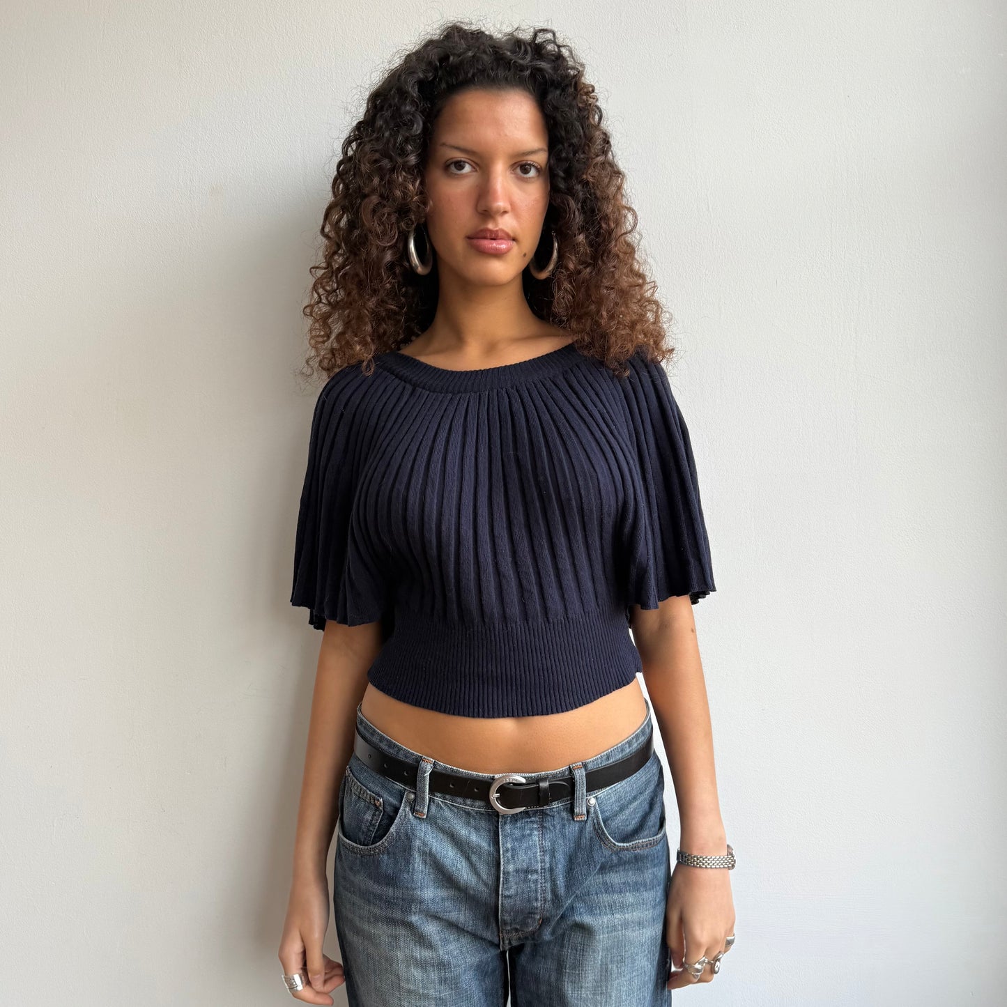 Navy batwing knit - Size S