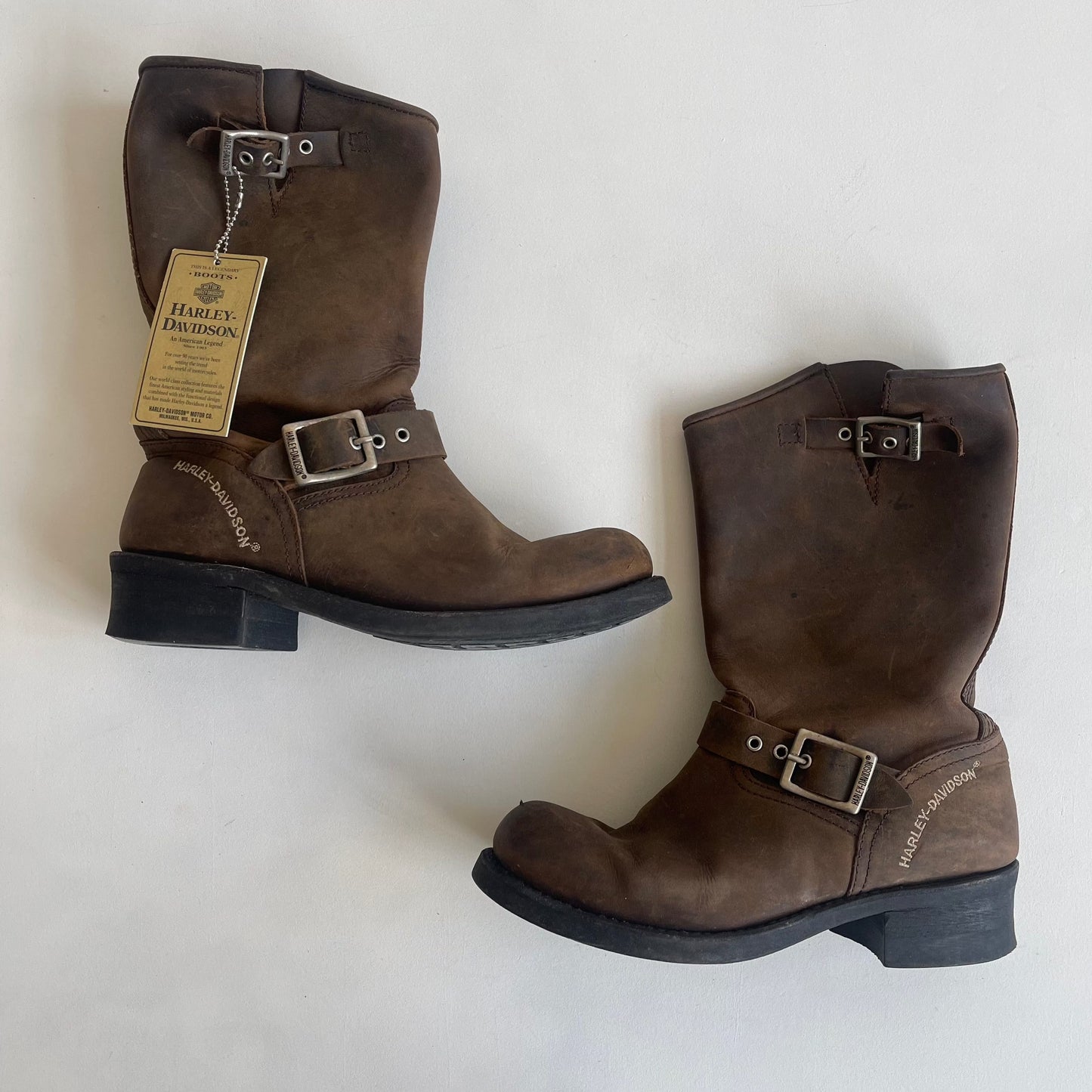 Brown Harley Davidson boots - Size UK5 (Pair 1)