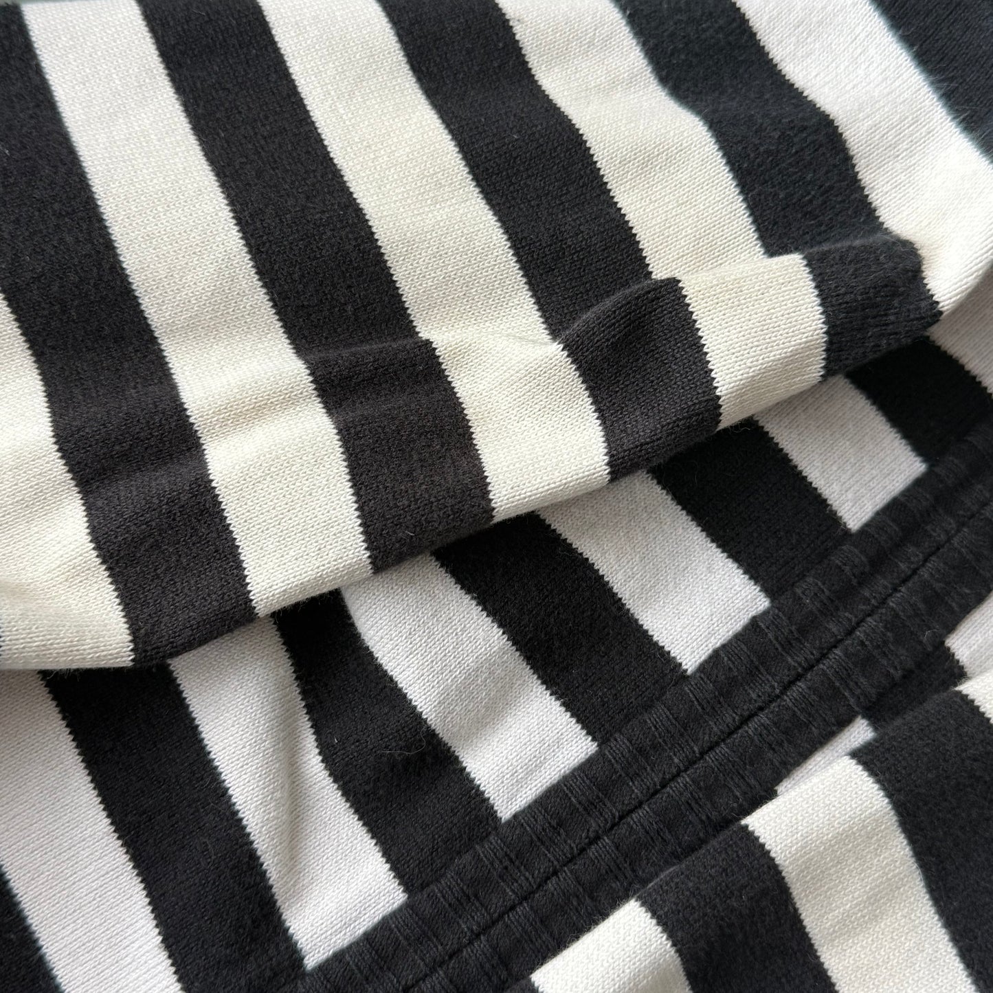 Black + white striped knit hoodie - Size S