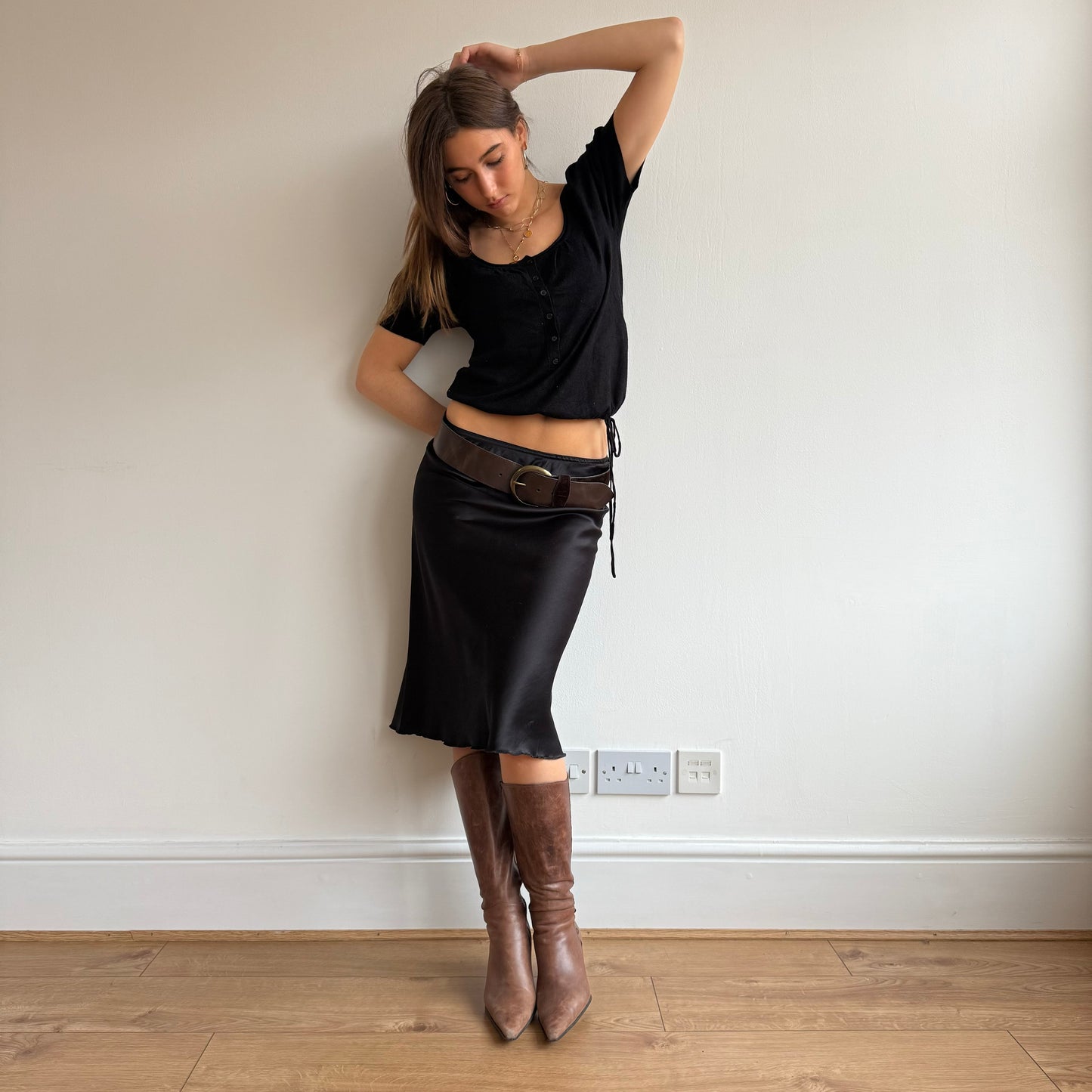 Black tie waist knit - Size M