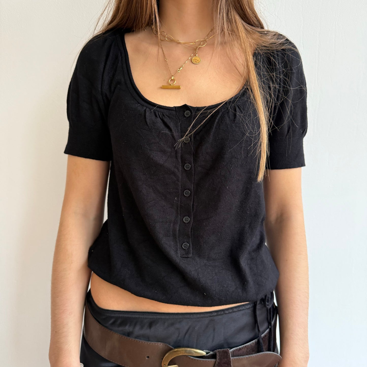 Black tie waist knit - Size M