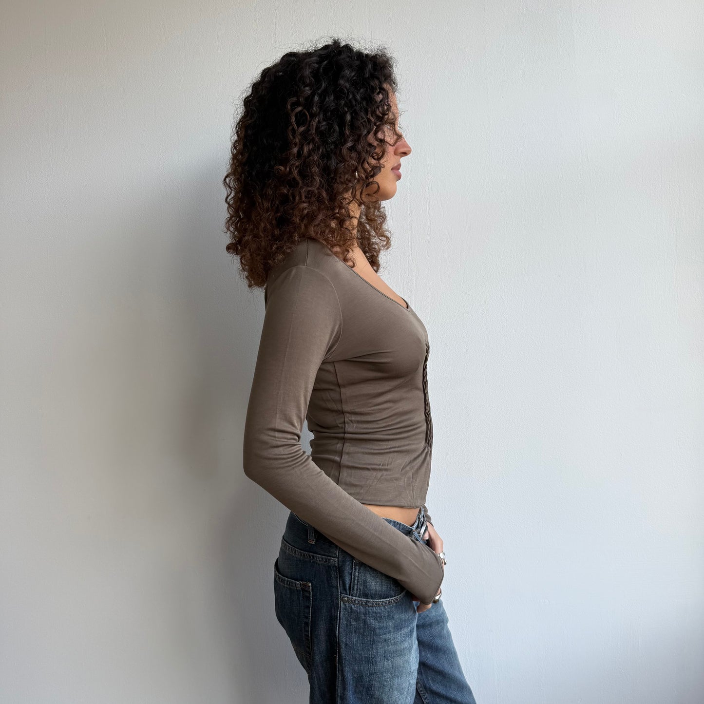 Cop Copine taupe long sleeve top - Size S