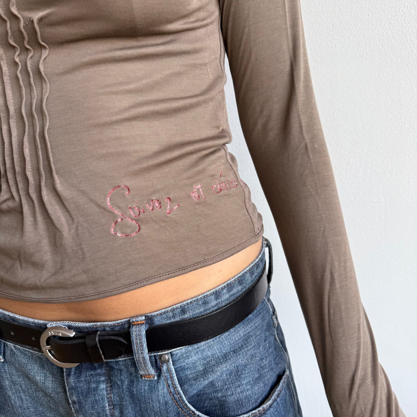 Cop Copine taupe long sleeve top - Size S