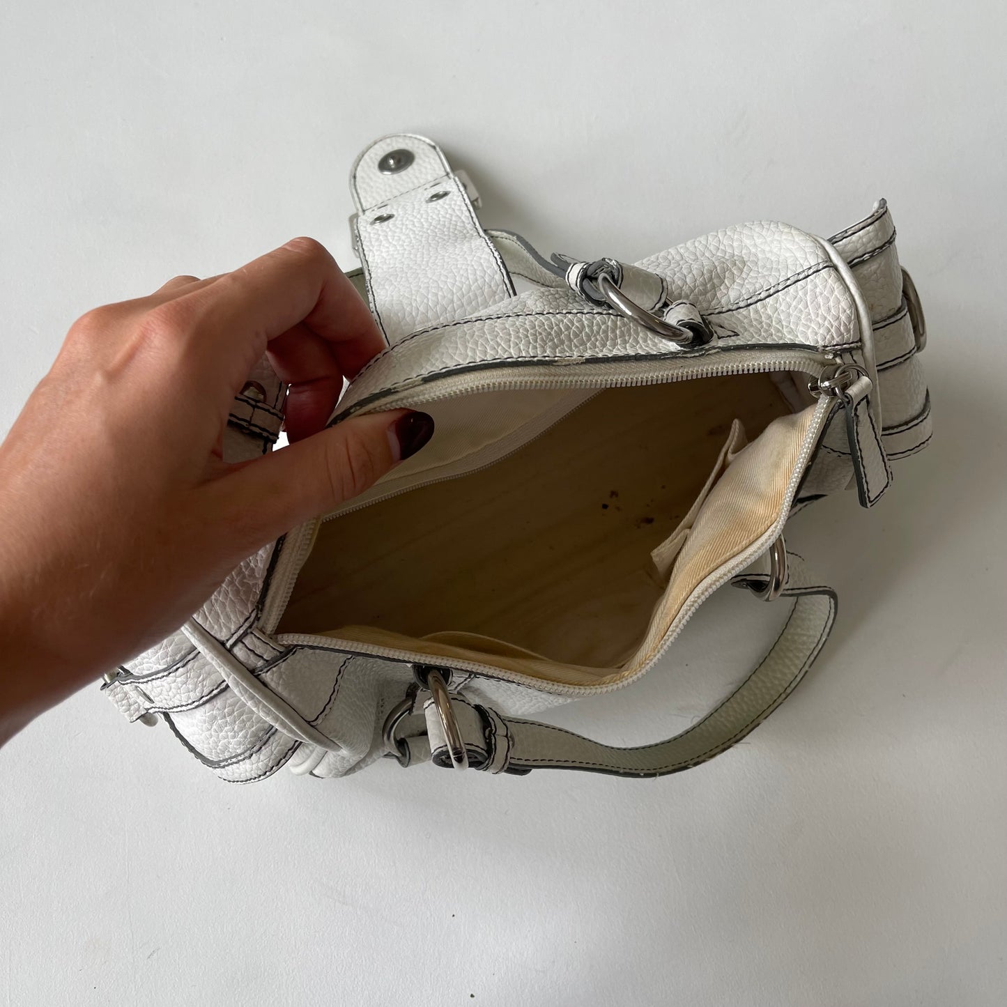 White buckle mini bag
