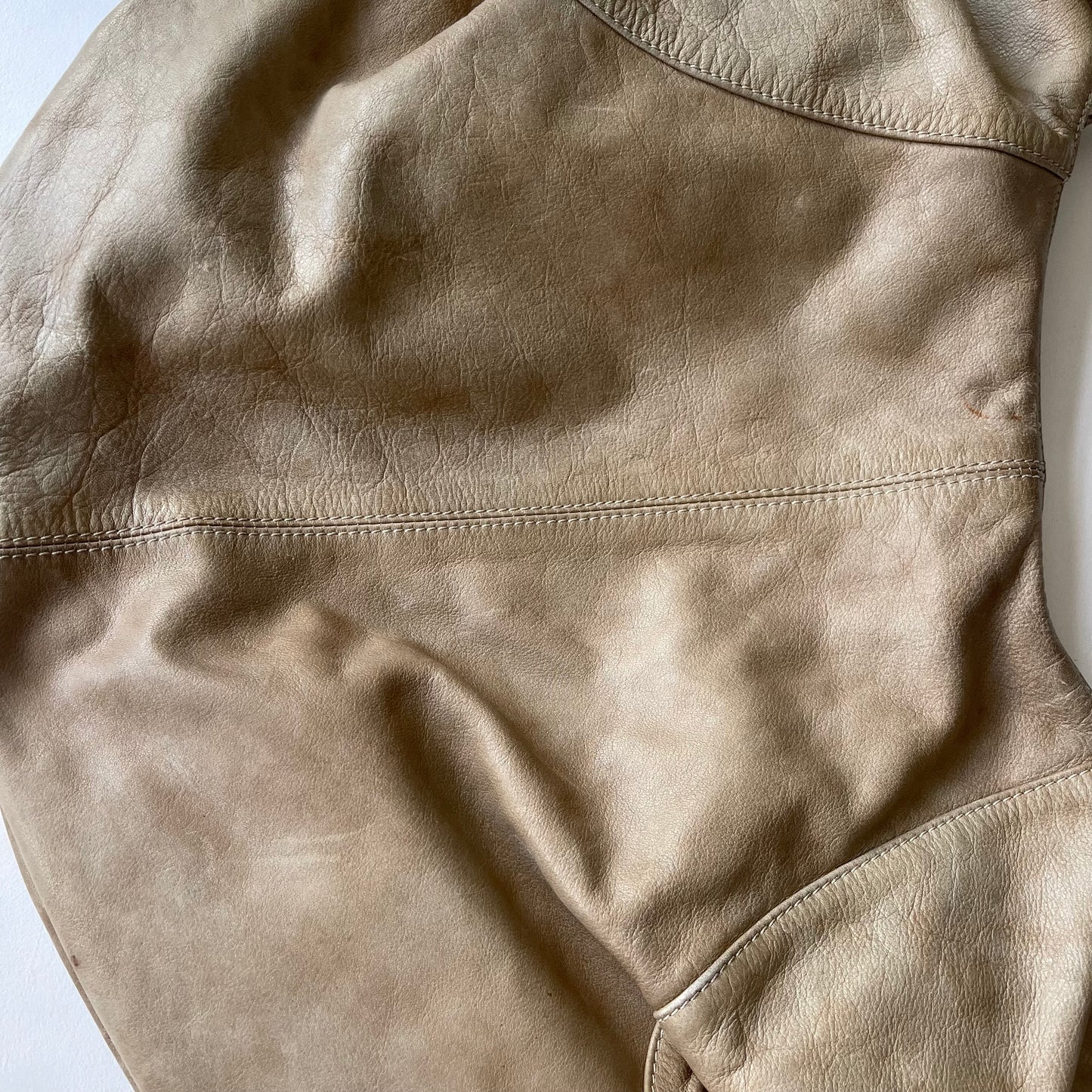 Beige slouchy leather bag