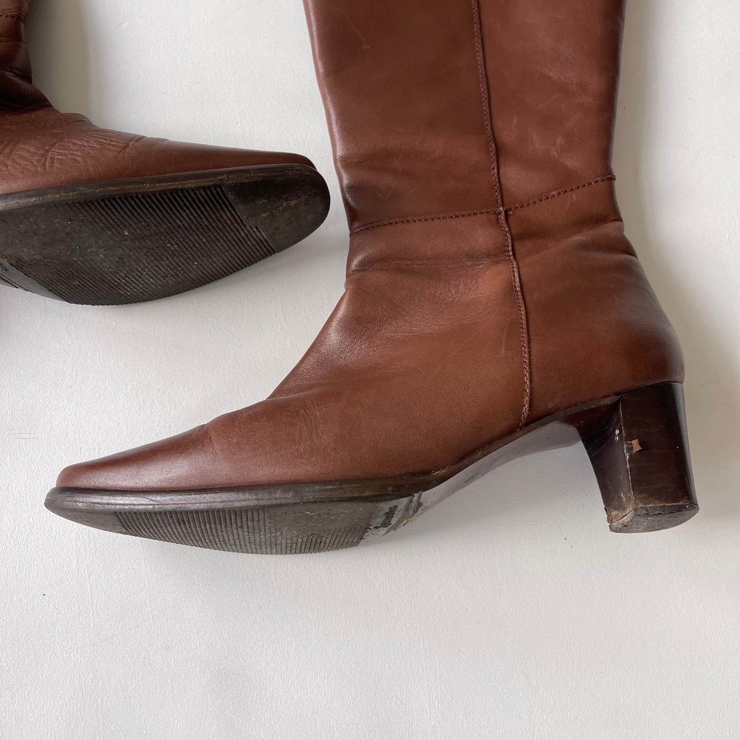 Brown leather boots - Size UK6