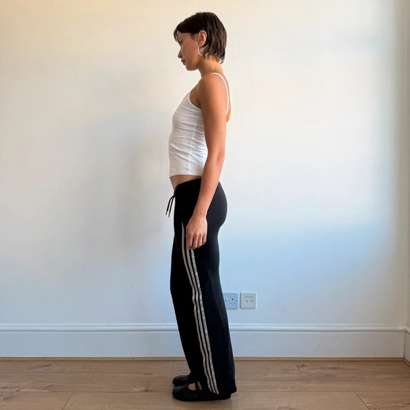 Black Adidas 3 stripe wide leg yoga pants - Size XXS/XS