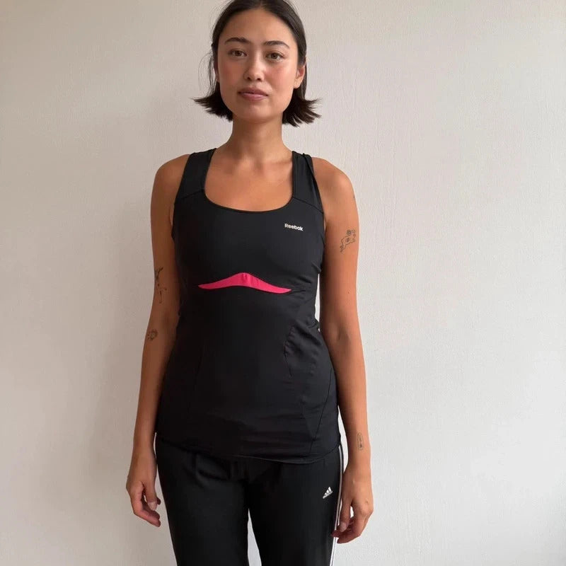 Black + pink sporty Reebok top - Size M