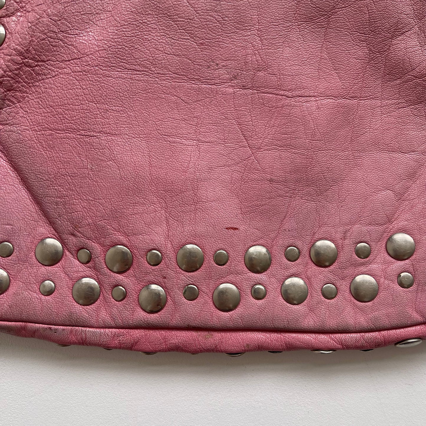 Pink leather studded bag - OS