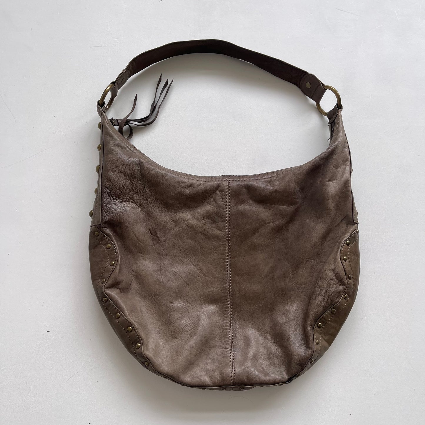 Boho studded leather bag