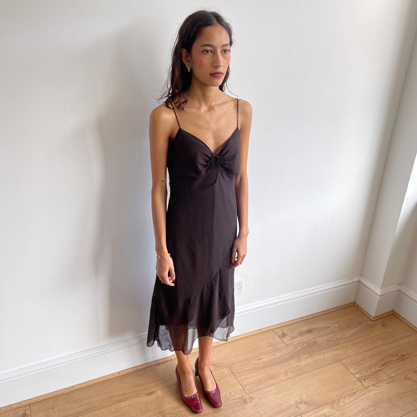 Brown chiffon dress - Size M