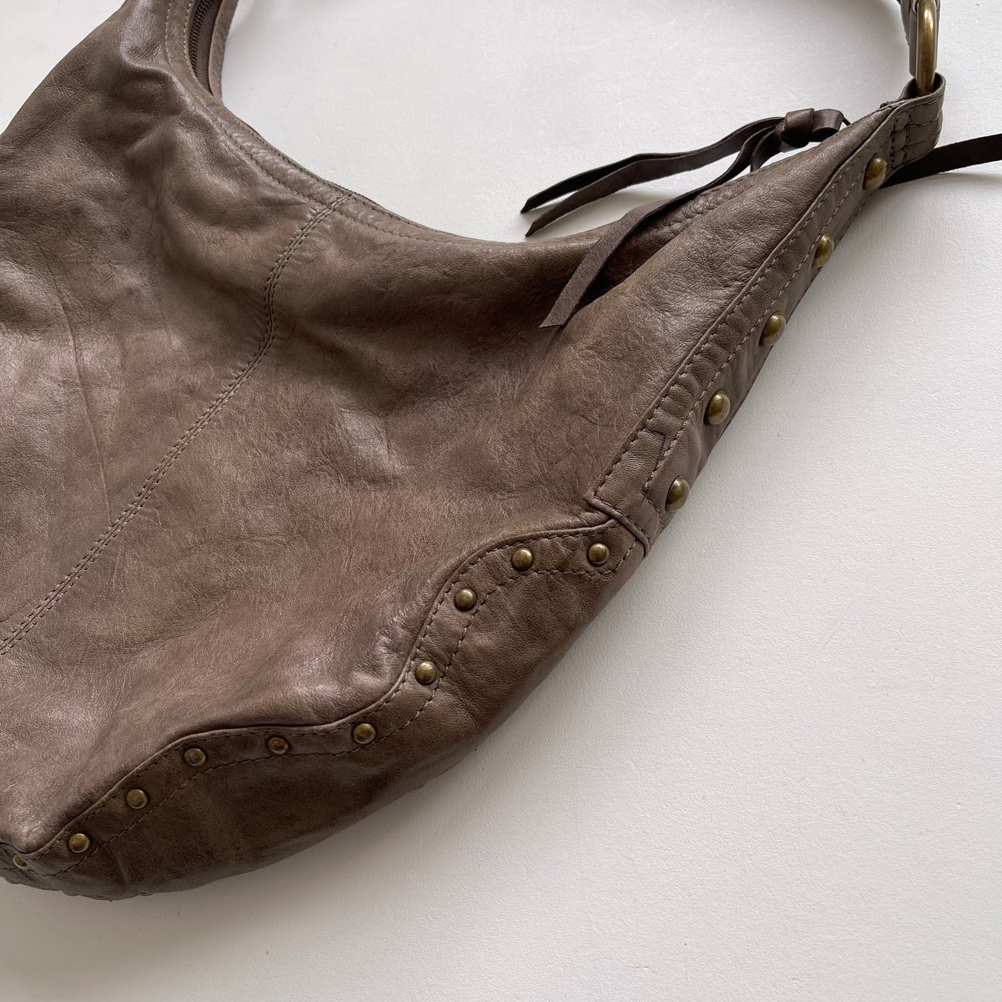 Boho studded leather bag