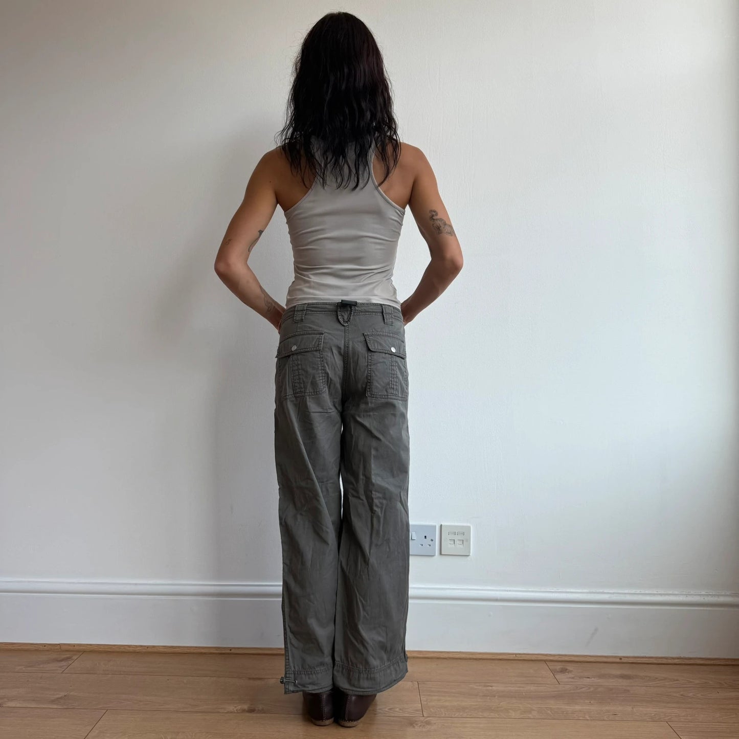 Darker khaki toggle waist capris - Size 8