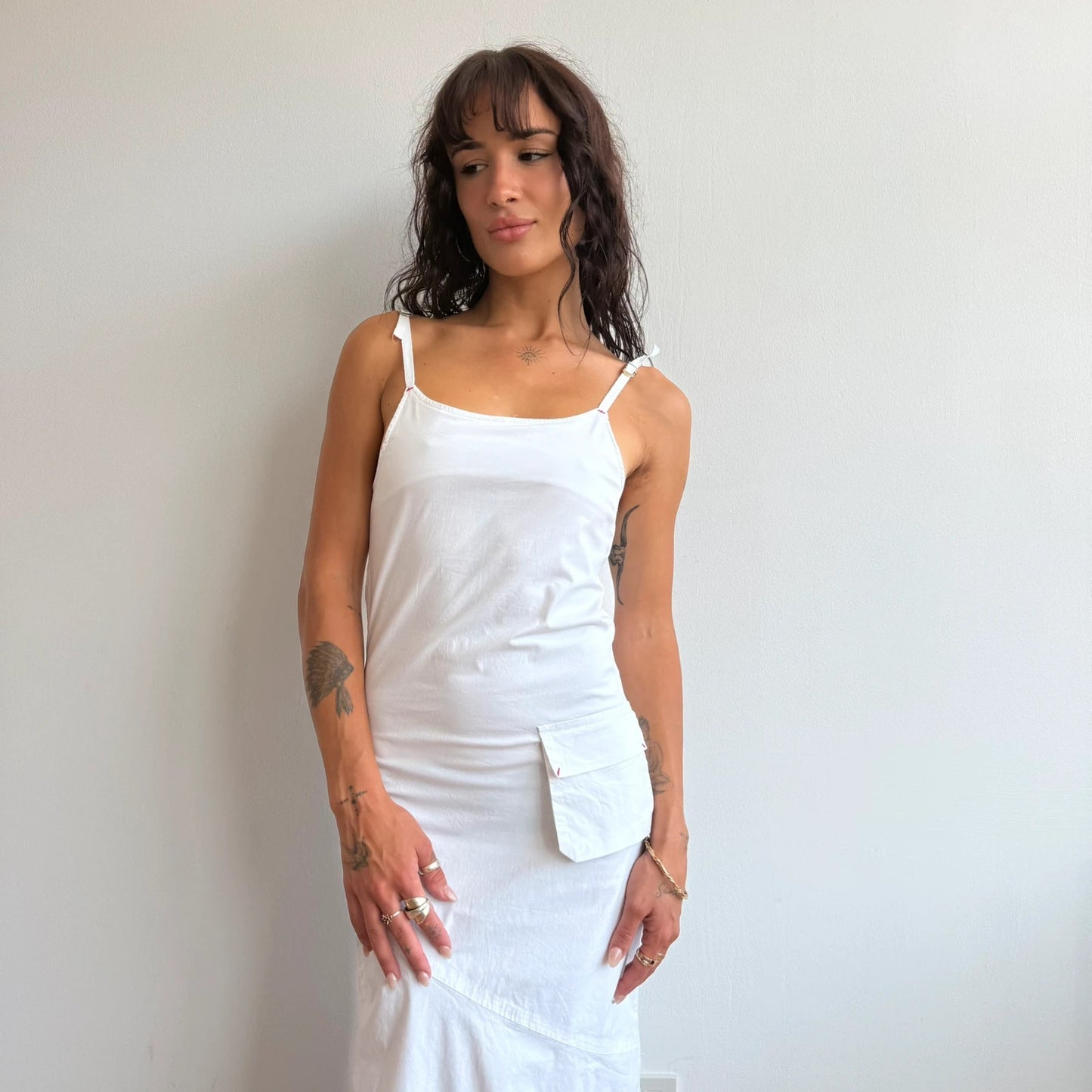 White cargo maxi dress - Size XS