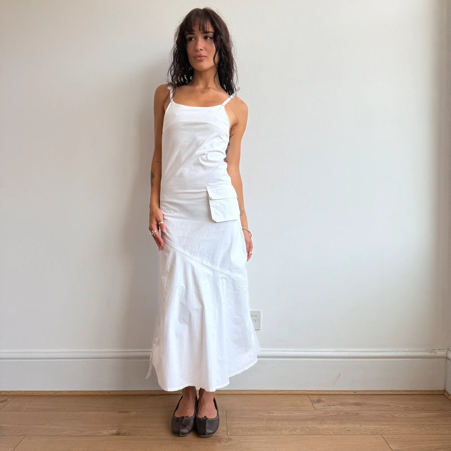 White cargo maxi dress - Size XS