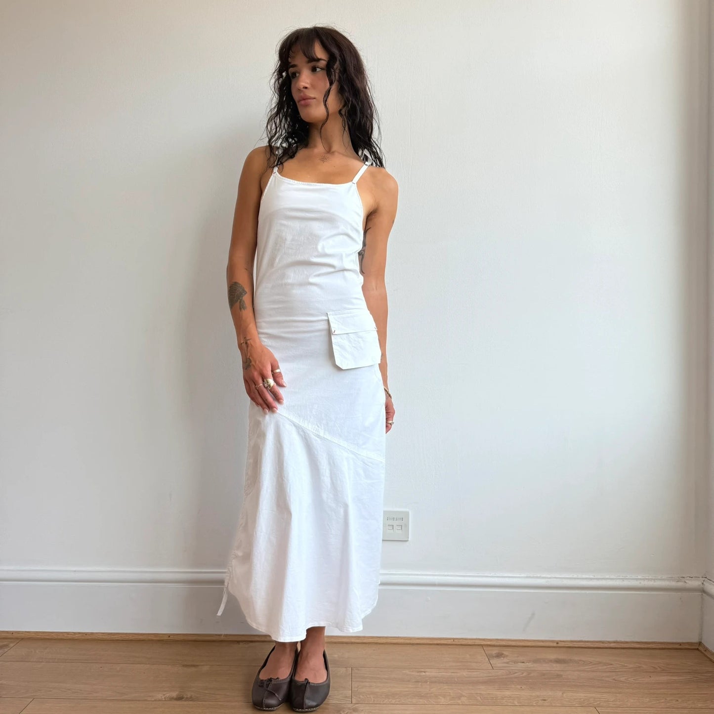White cargo maxi dress - Size XS