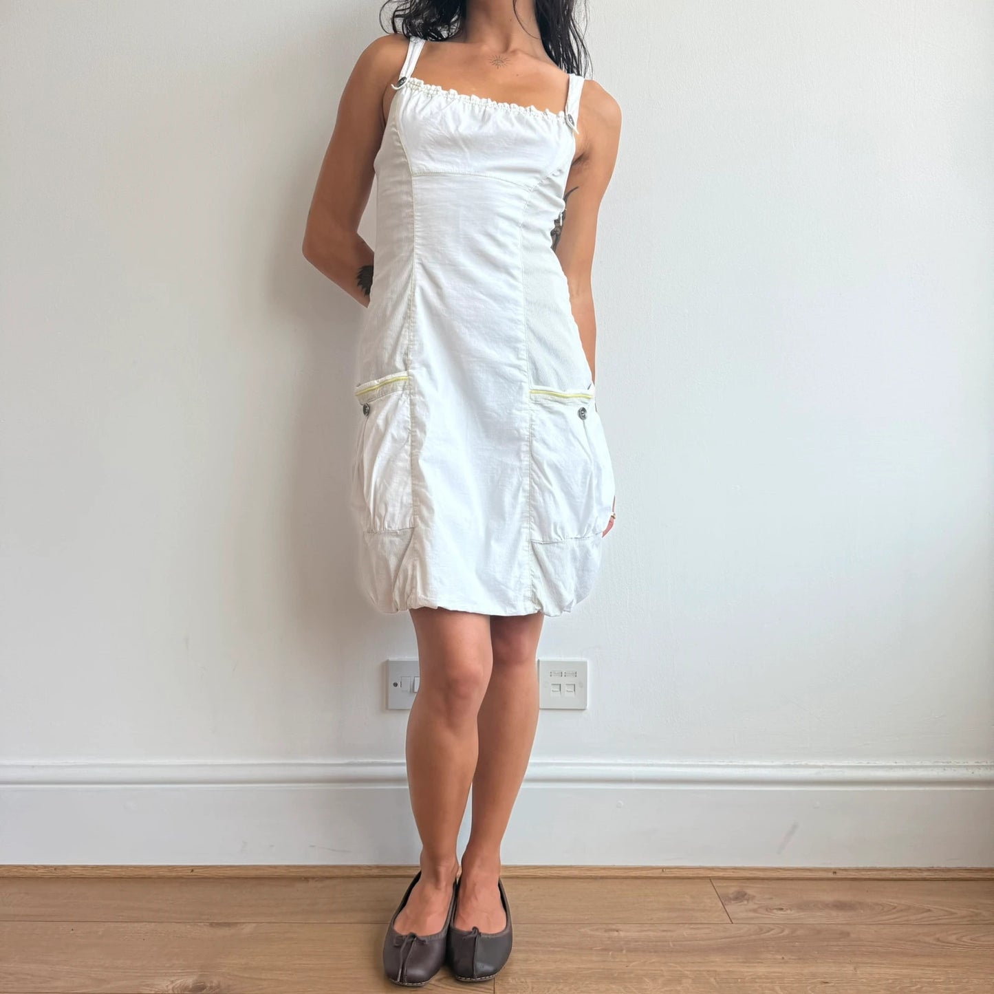 White cargo mini dress - Size S