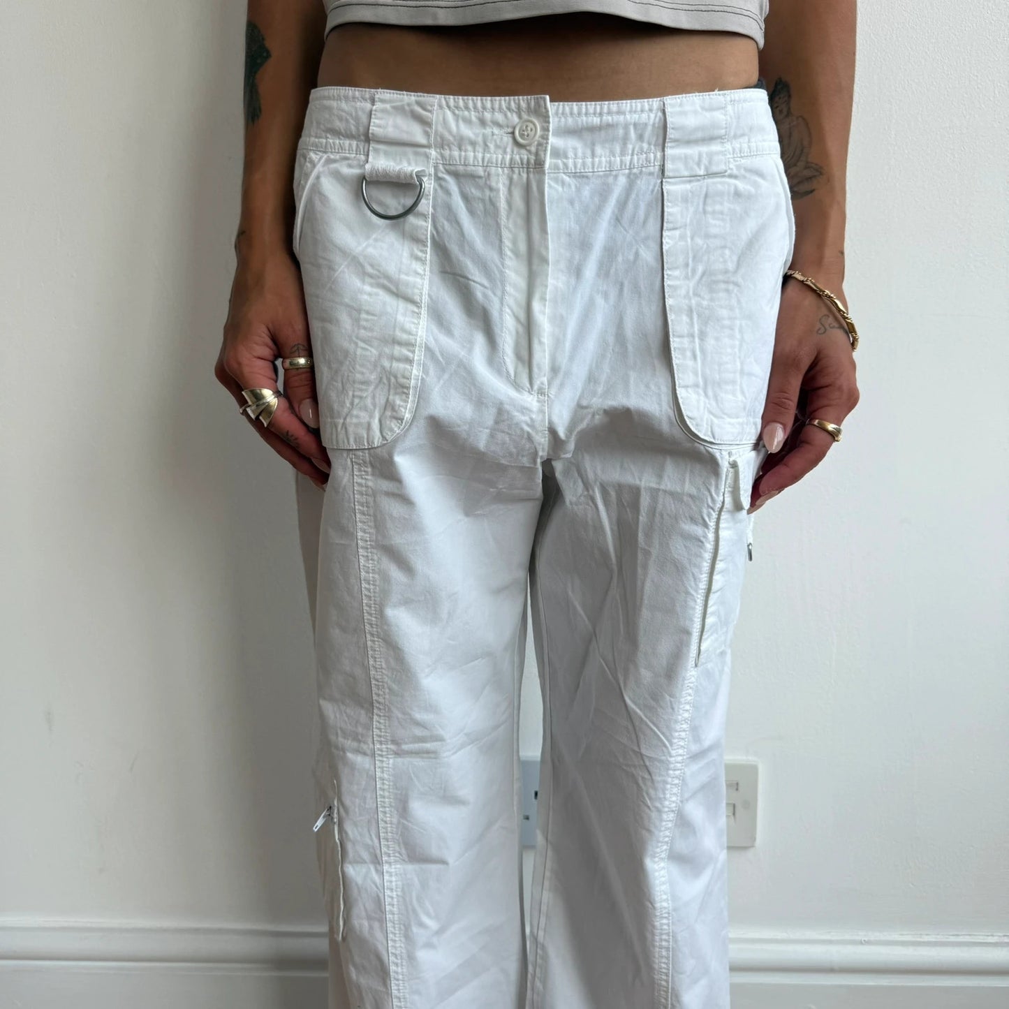 White d-ring cargo capris - Size S