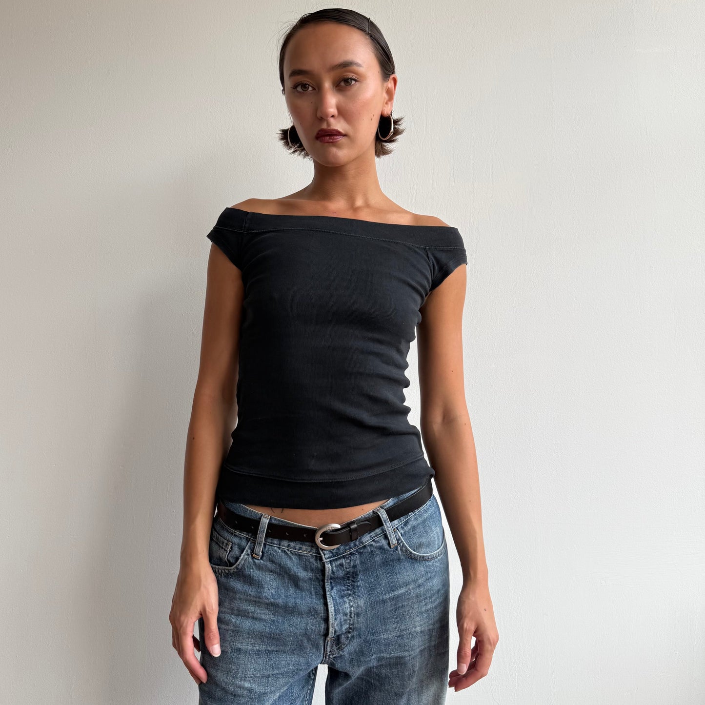 Black bardot baby tee - Size S/M