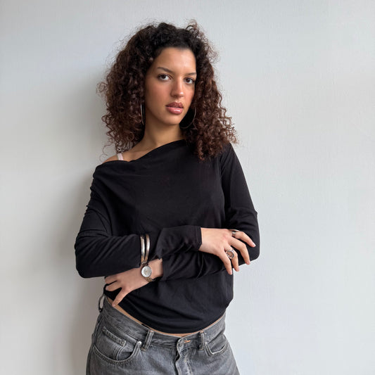 Black cowl neck top - Size S/M