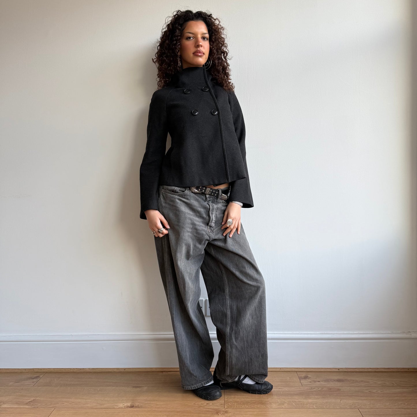 Black wool peacoat - Size S