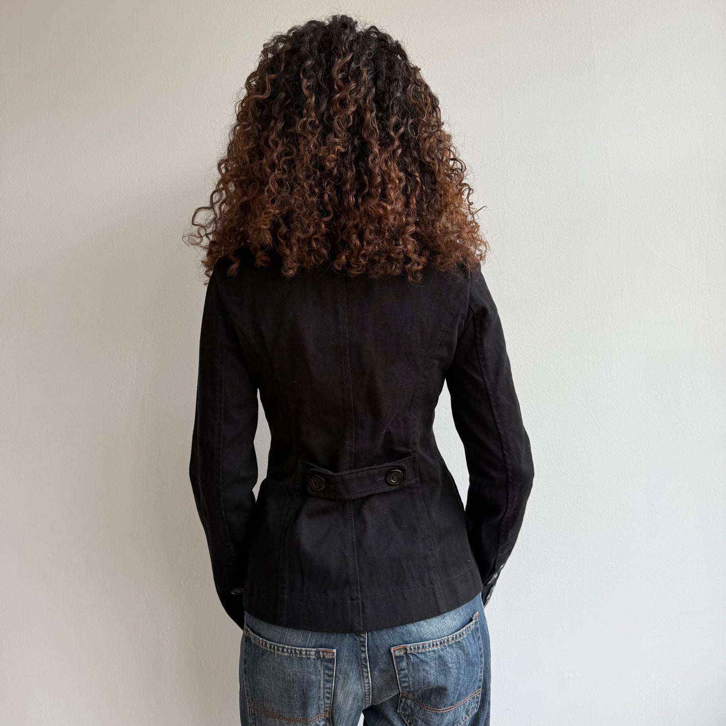 Black button military peacoat - Size M
